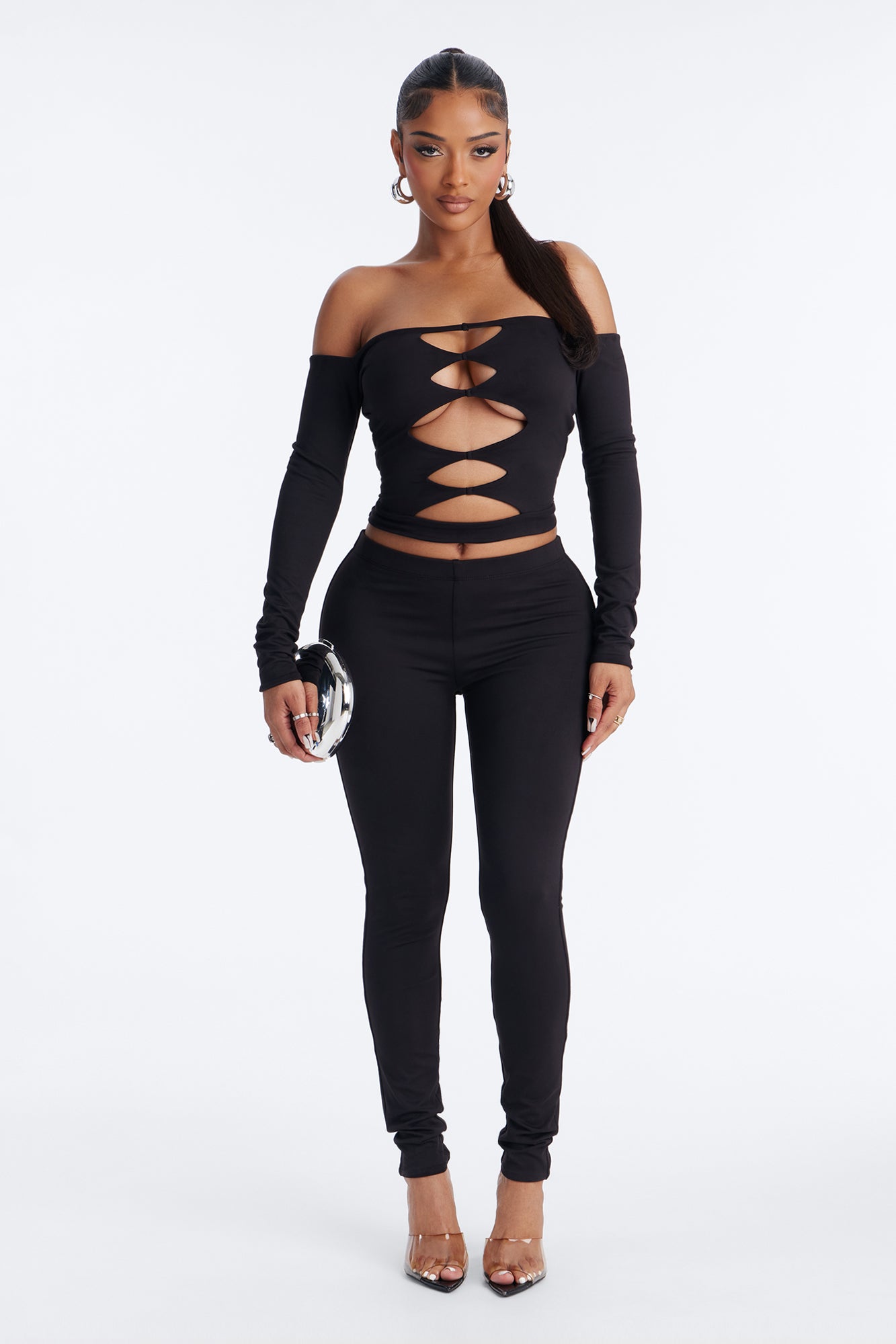 Bianca Matte Form Double Lined Pant Set - Black
