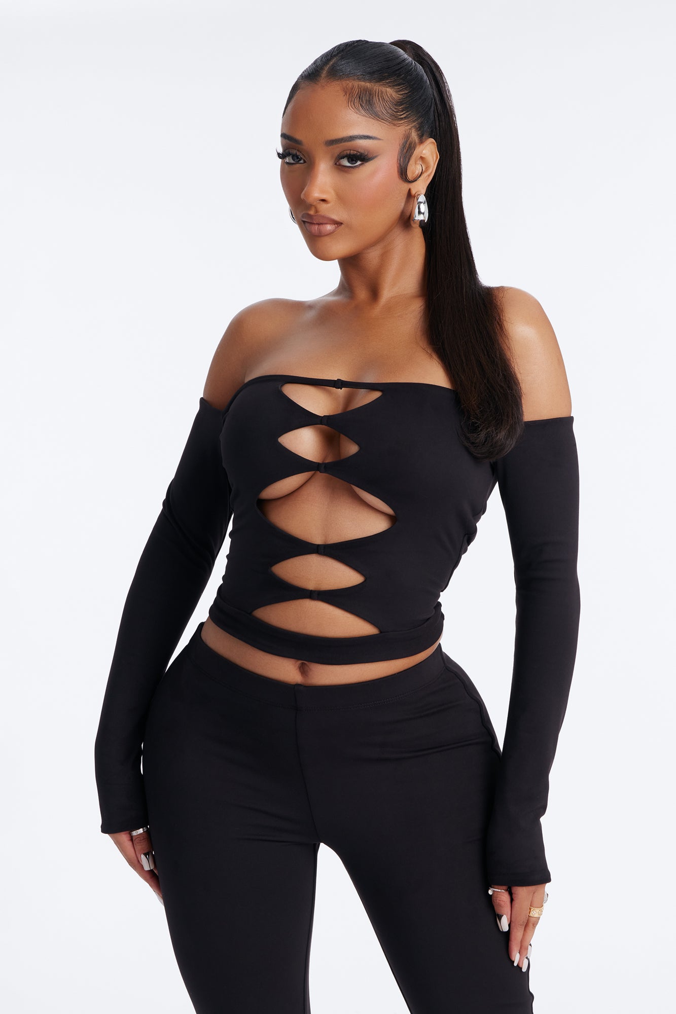 Bianca Matte Form Double Lined Pant Set - Black image 2