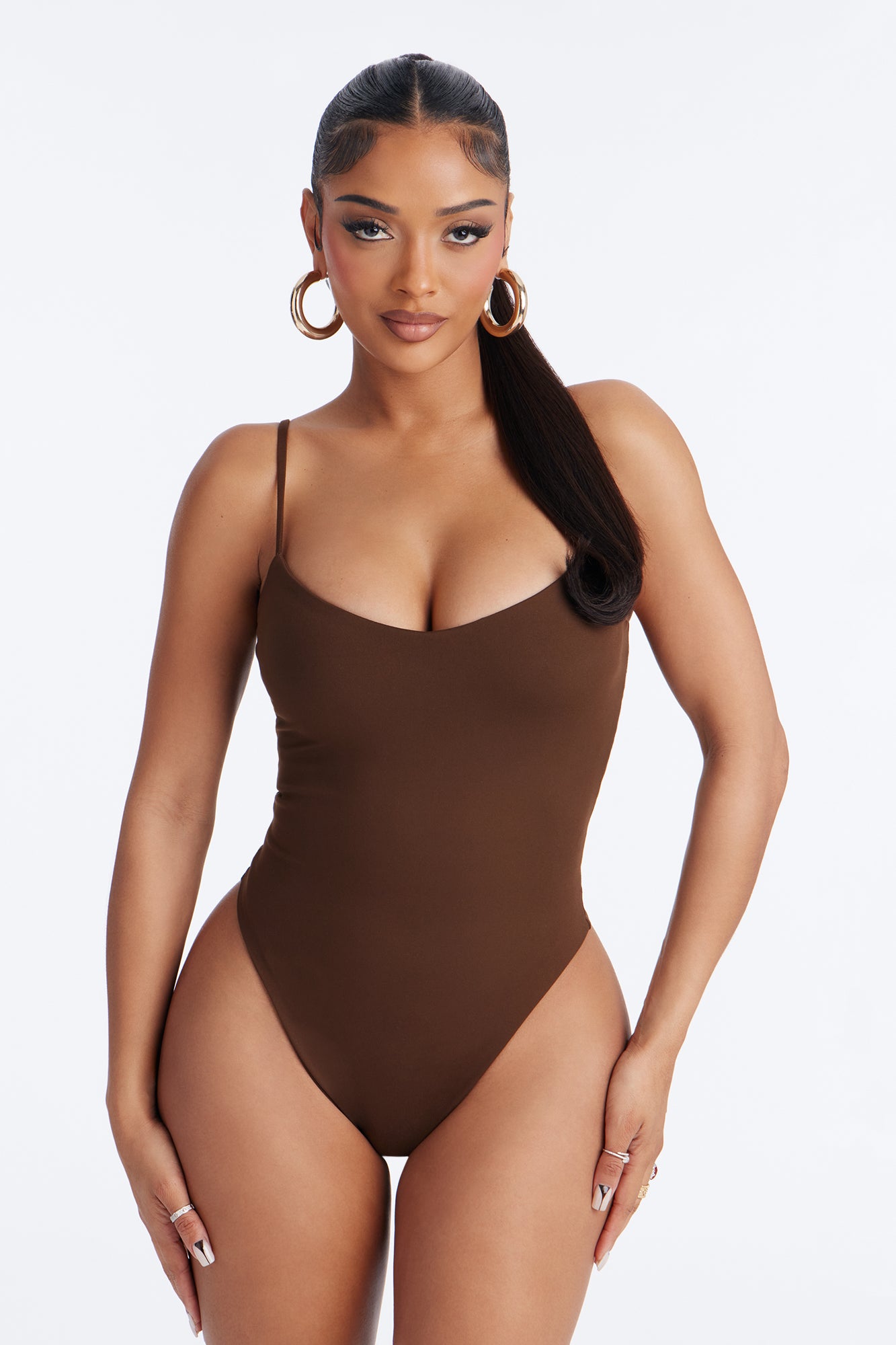 Bianca Matte Form Double Lined Low Rise Capri Set - Chocolate image 2