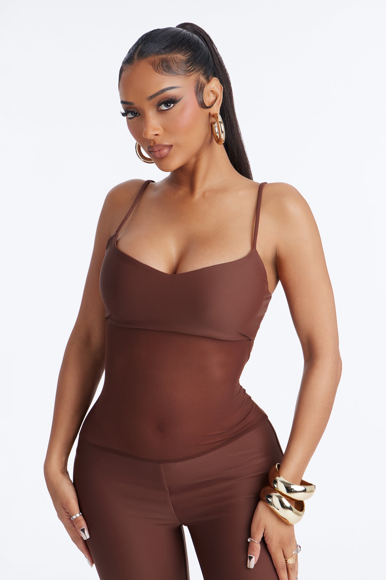 Roxy Form Double Lined Mesh Capri Jumpsuit - Chocolate image 2