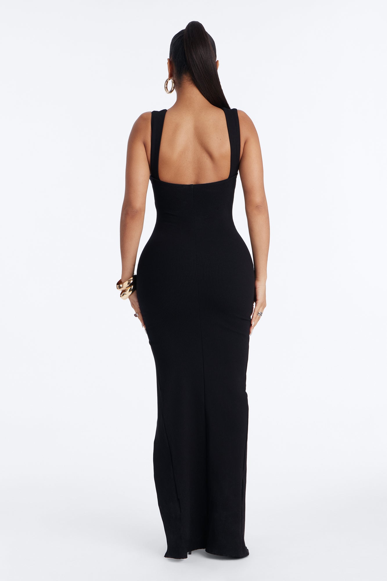 Victoria Snatched High Slit Maxi Dress - Black image 4