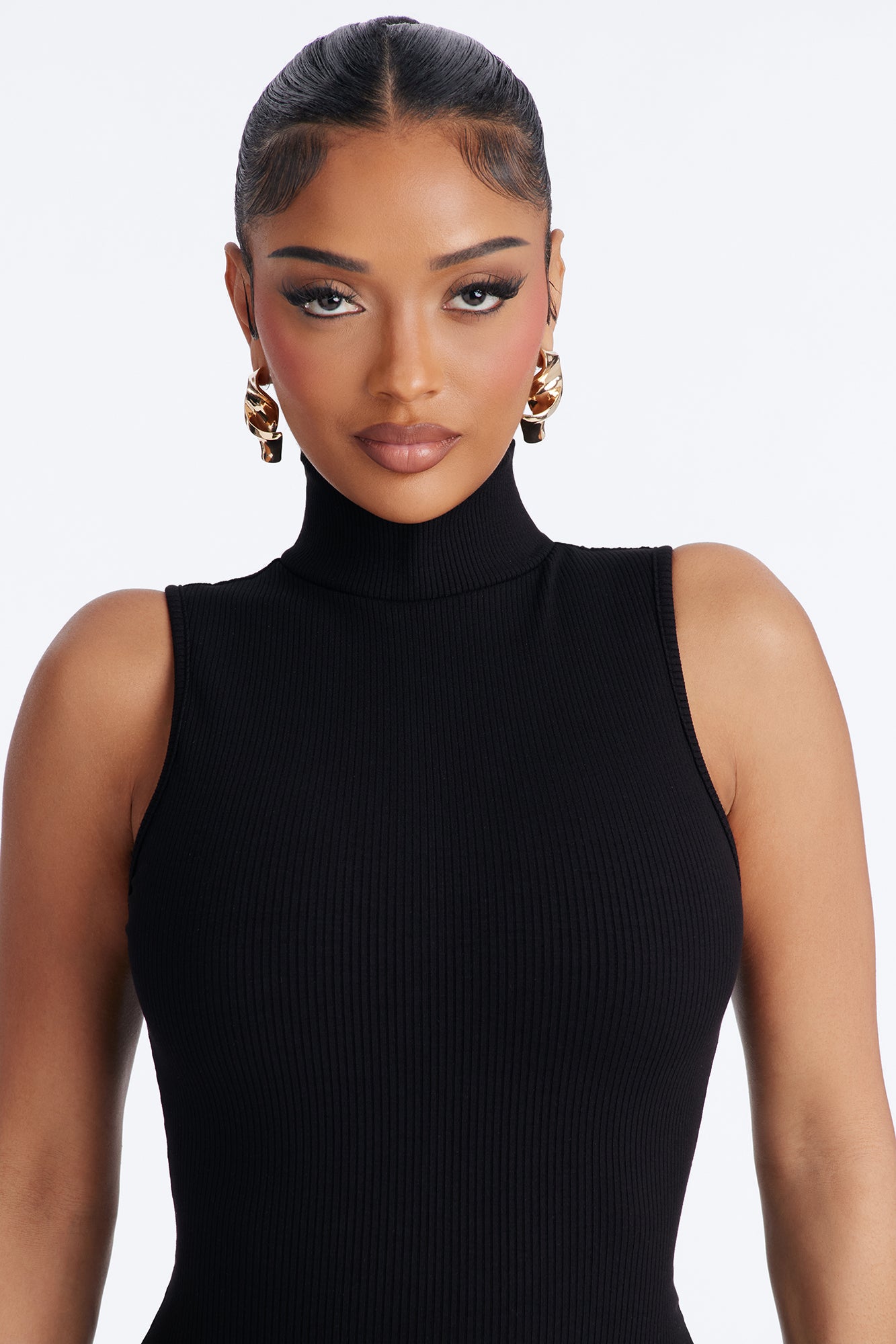 Delilah Snatched Turtle Neck Mini Dress - Black image 3