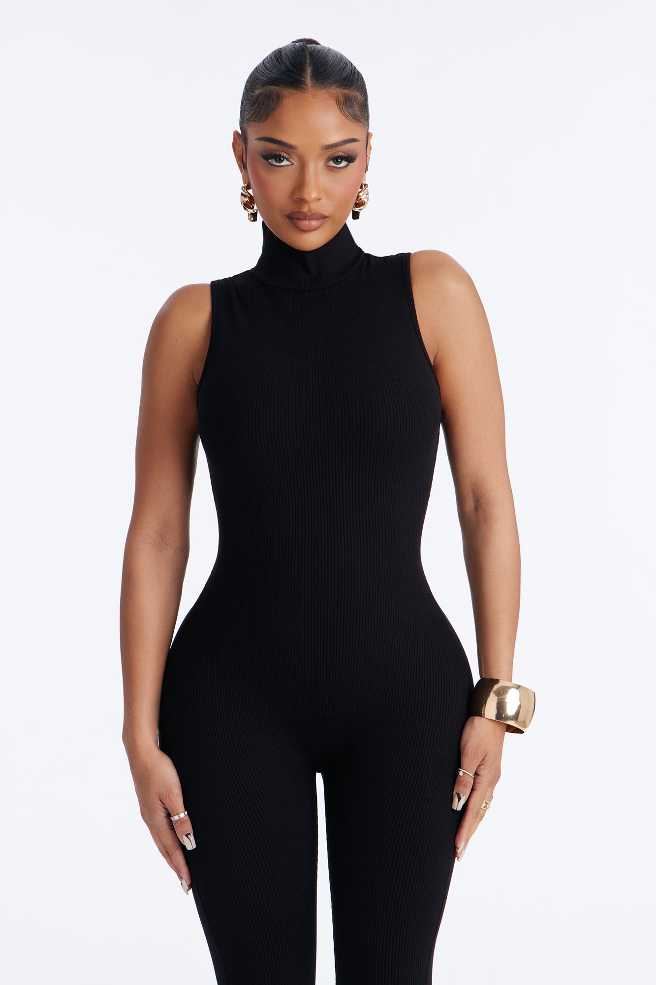 Lindsey Snatched High Neck Jumpsuit - Black image 2
