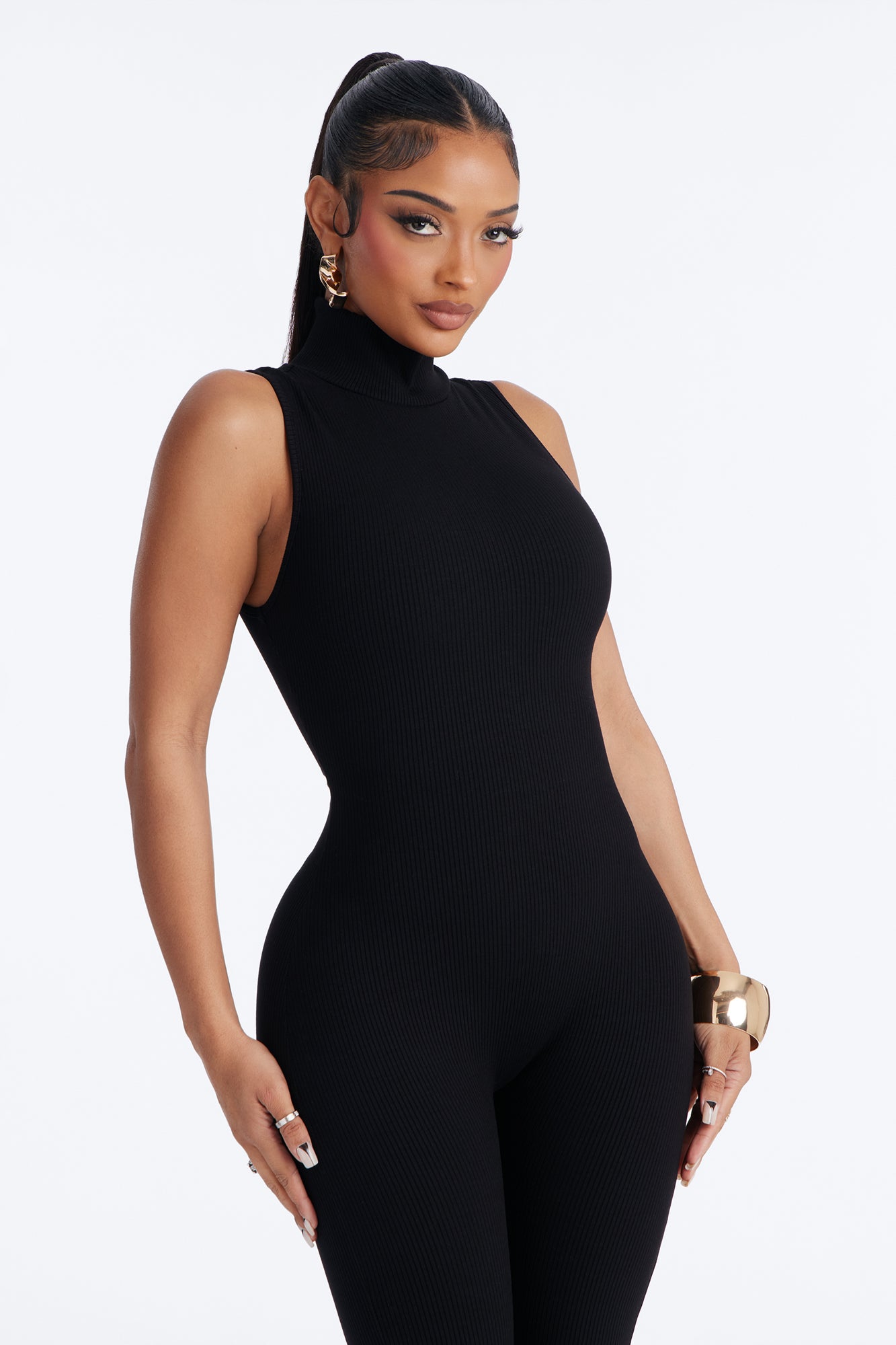 Lindsey Snatched High Neck Jumpsuit - Black image 3