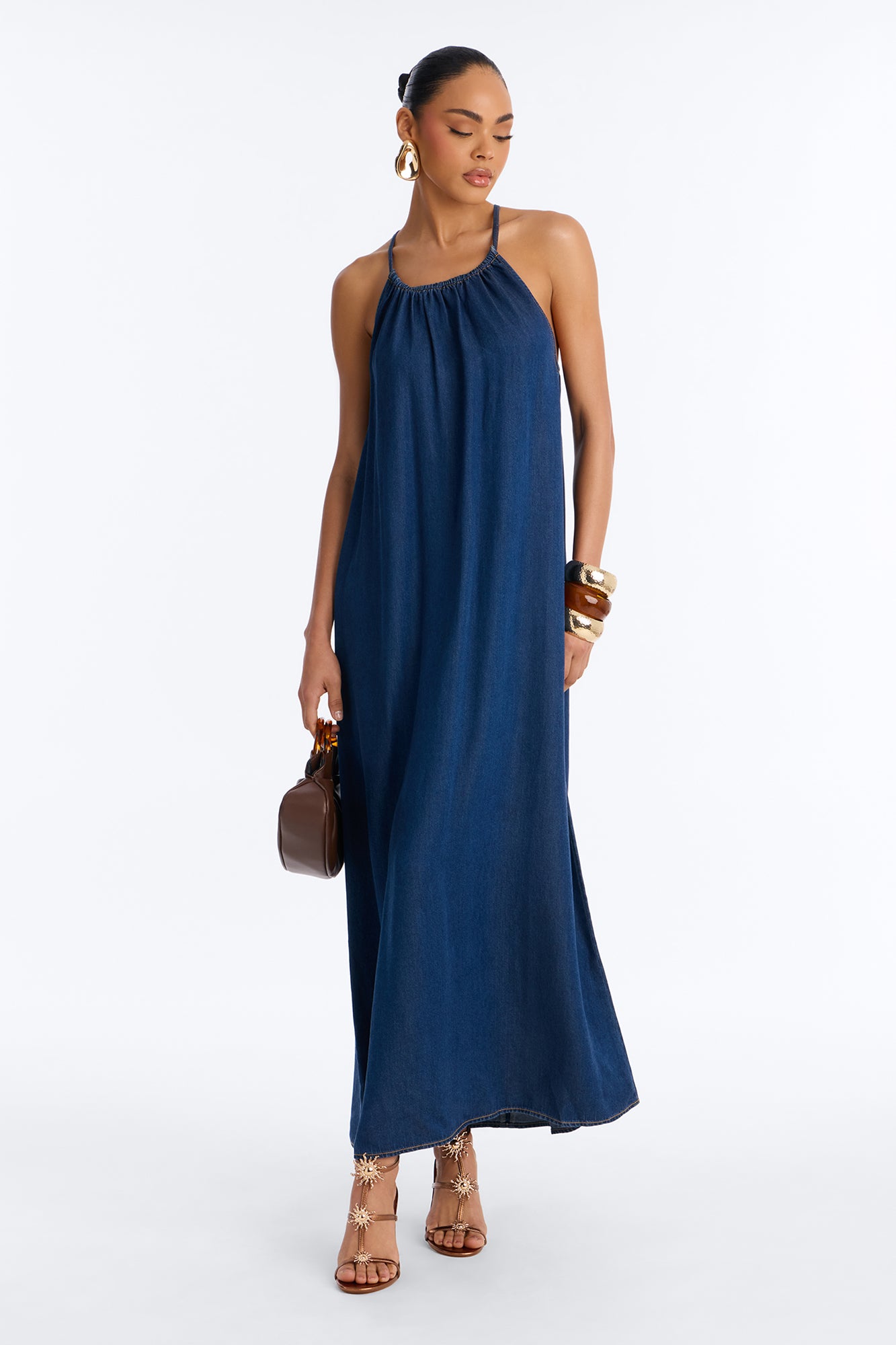 Daytime Chic Denim Maxi Dress - Dark Wash