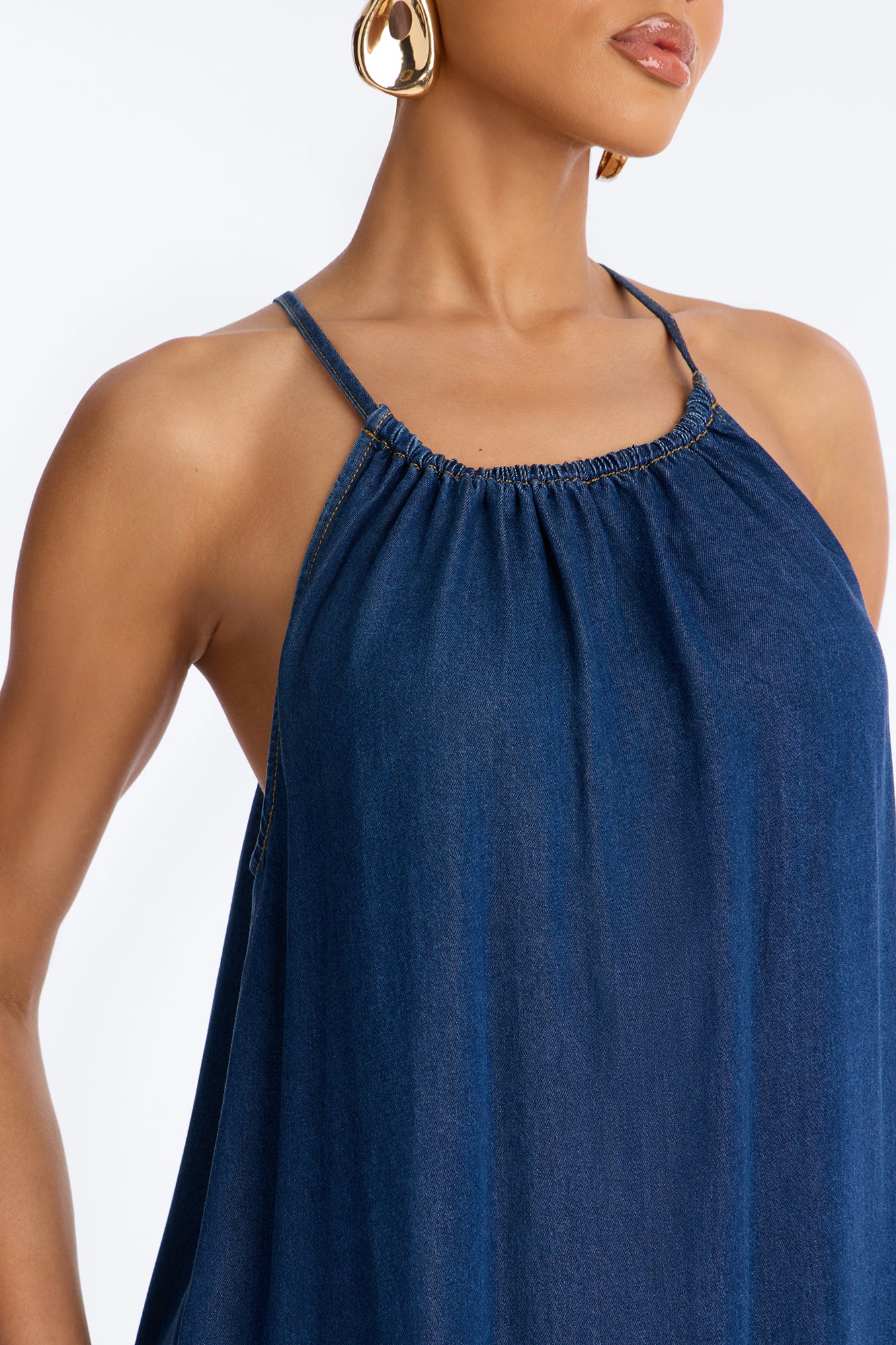 Daytime Chic Denim Maxi Dress - Dark Wash image 3