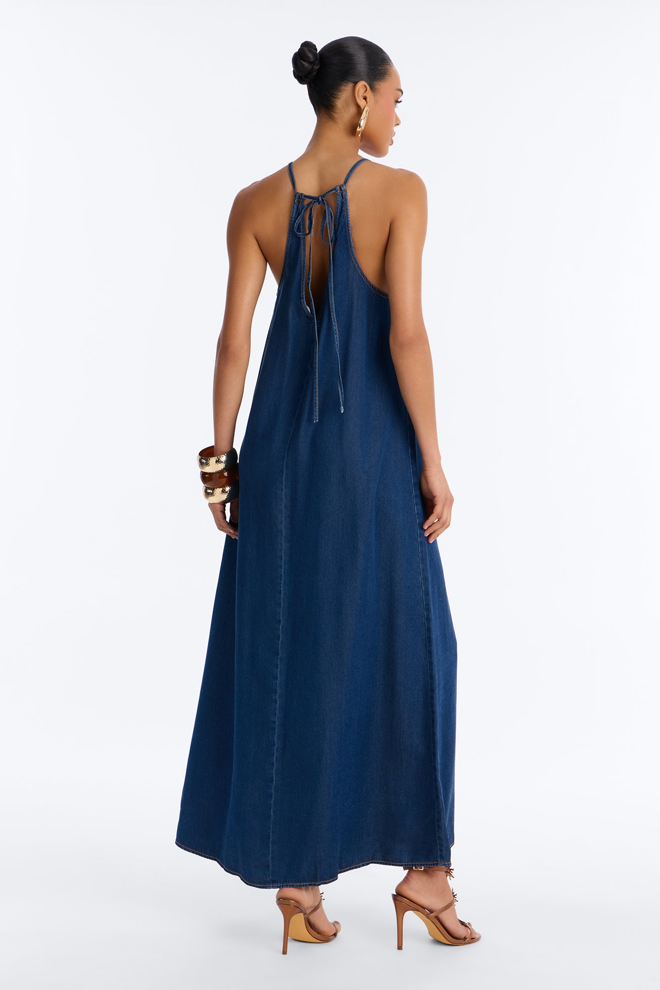 Daytime Chic Denim Maxi Dress - Dark Wash image 4
