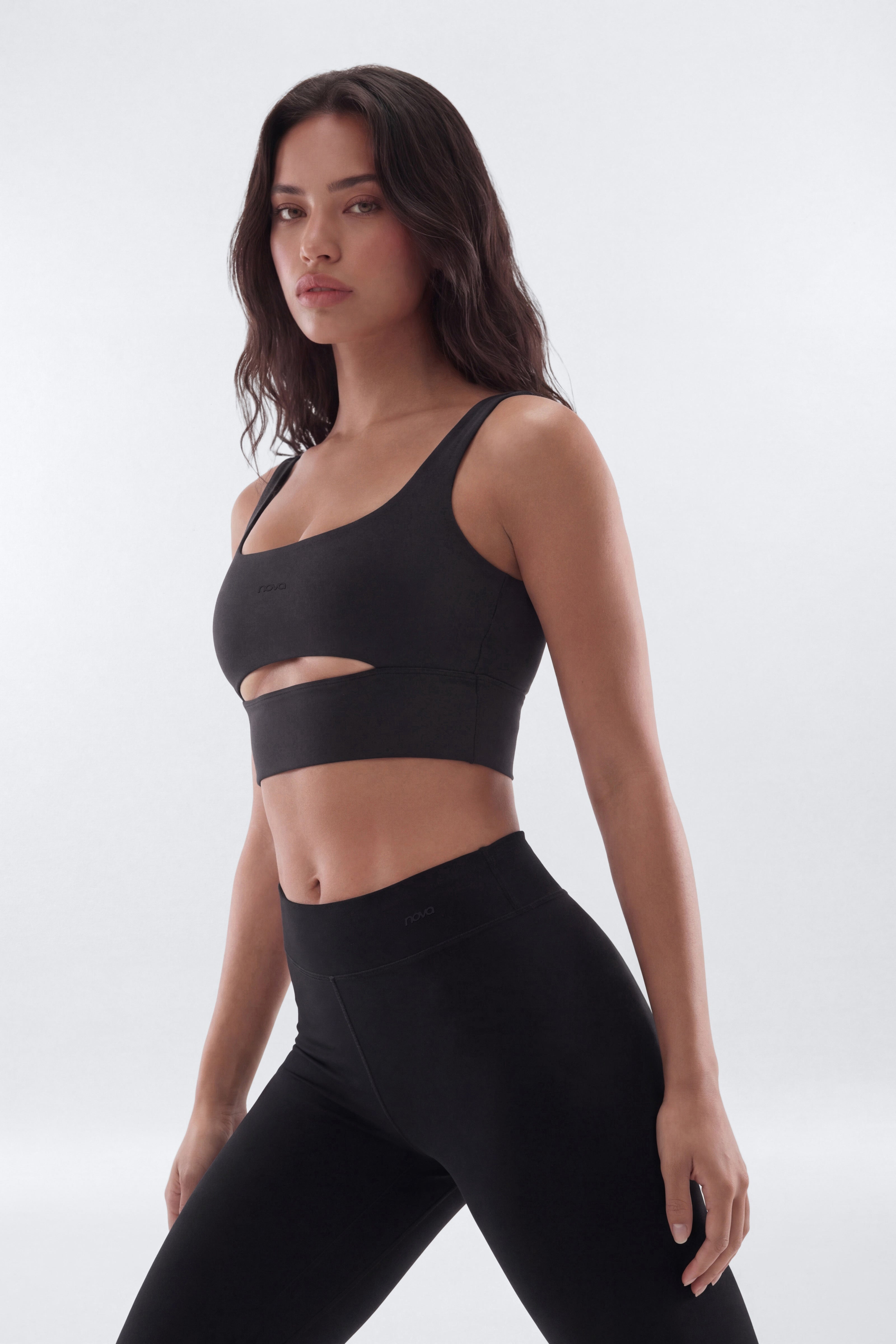 ButterSoft Cut Out Long Line Sports Bra - Black