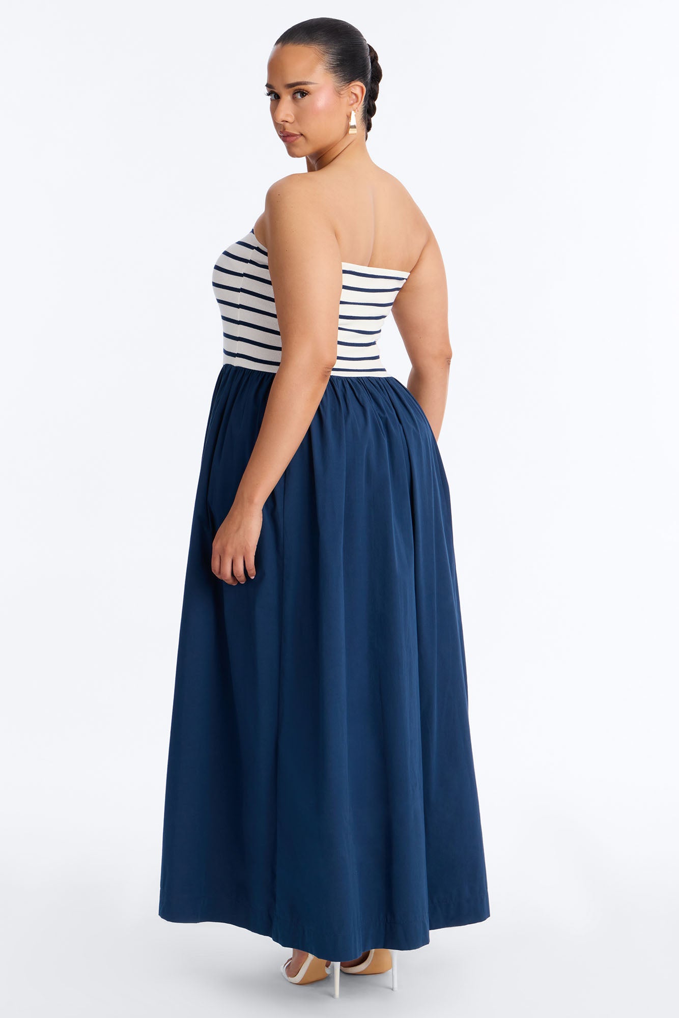 Kaia Strapless Poplin Maxi Dress - Navy/combo image 8