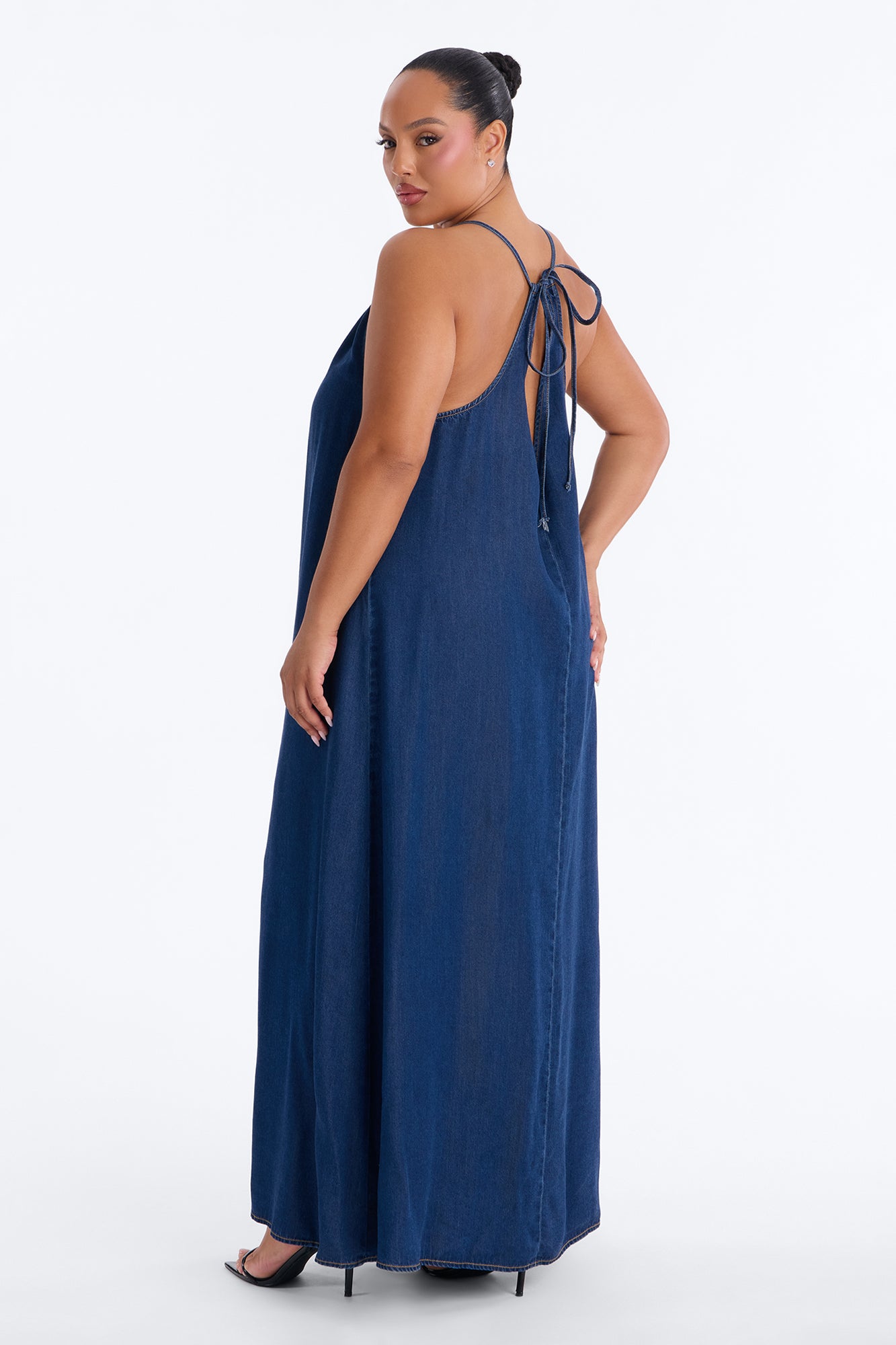 Daytime Chic Denim Maxi Dress - Dark Wash image 8