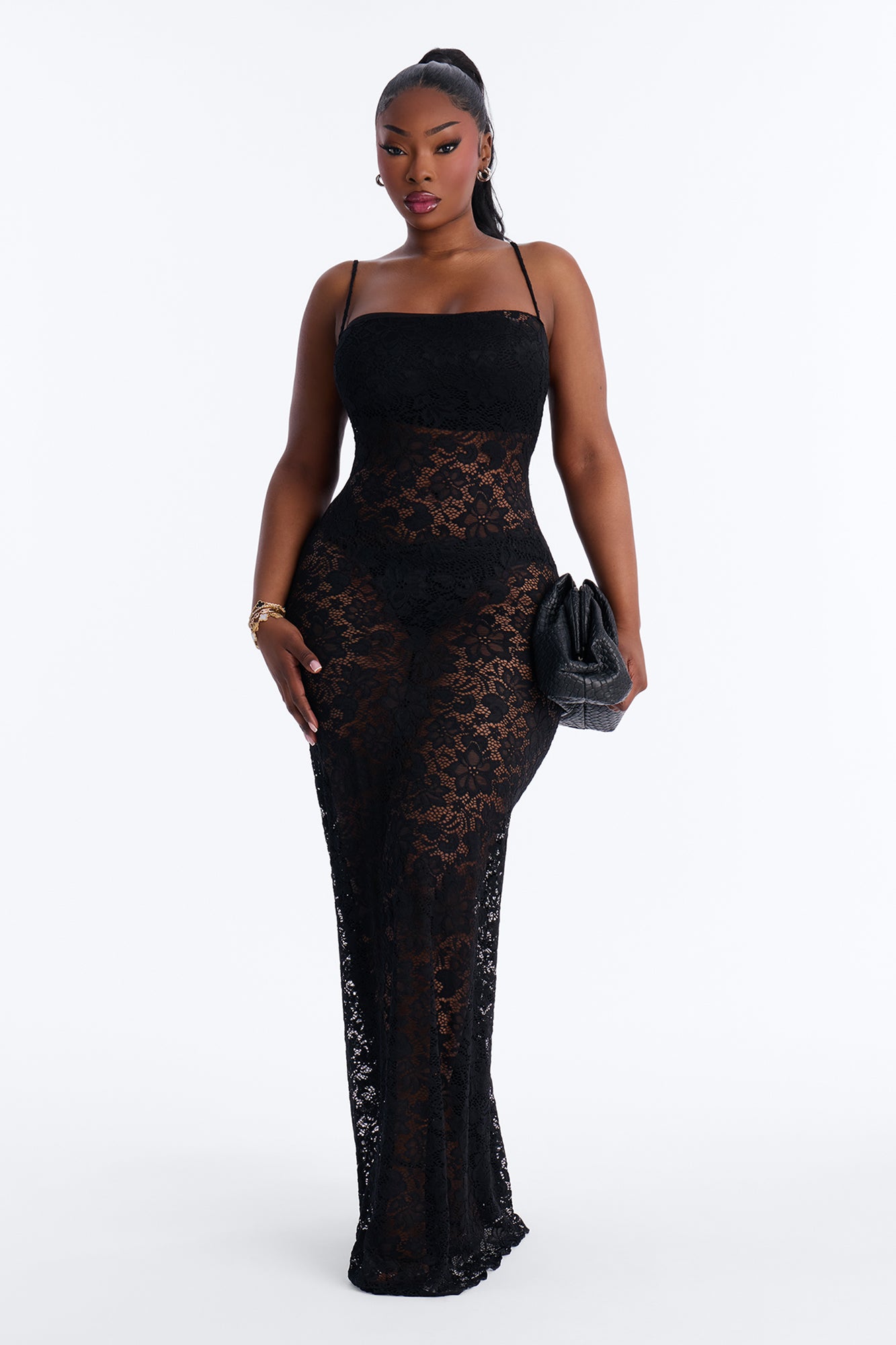 Jaylin Sheer Lace Maxi Dress - Black image 4