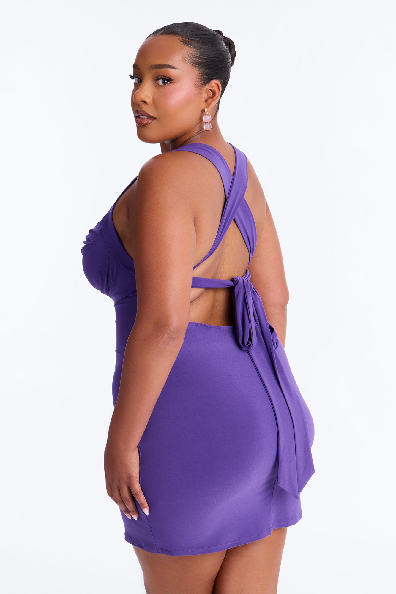 Kaylee Sleeveless Tie Back Mini Dress - Purple image 6