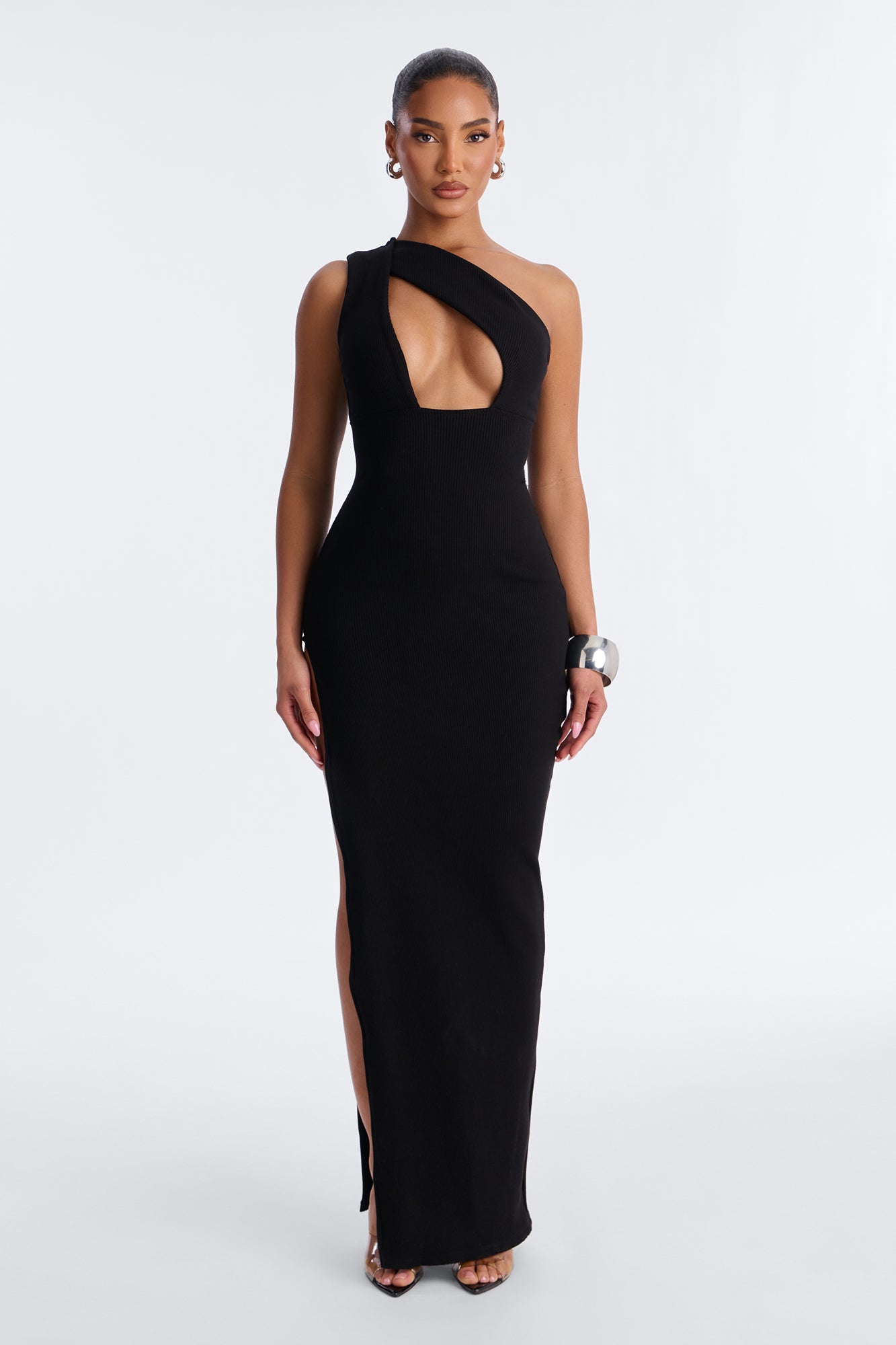 Scarlett Snatched High Slit Maxi Dress - Black