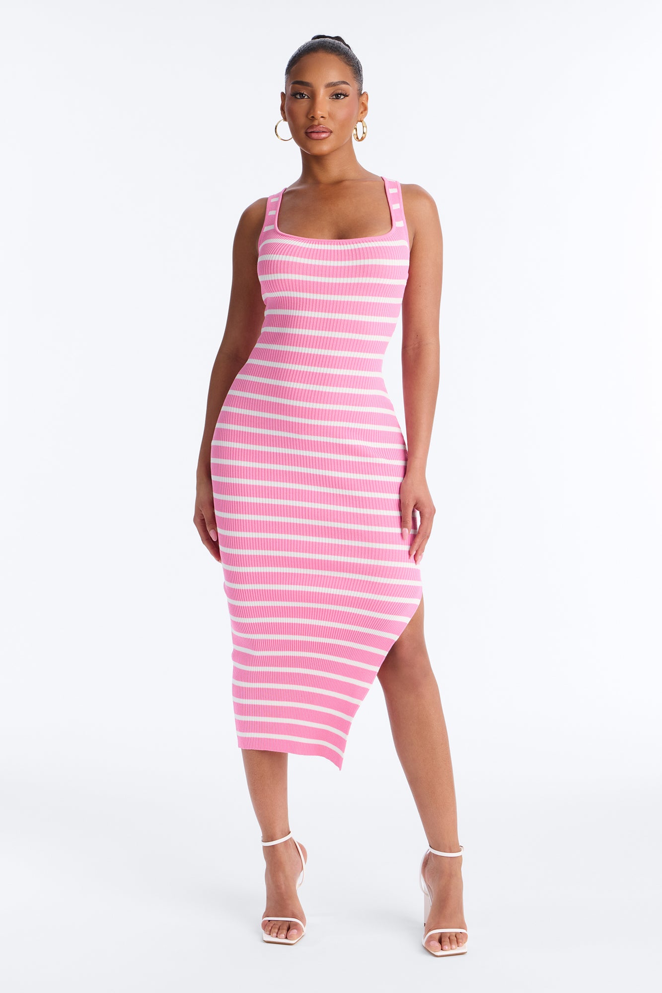 Astrid Striped Sweater Midi Dress - Pink/combo