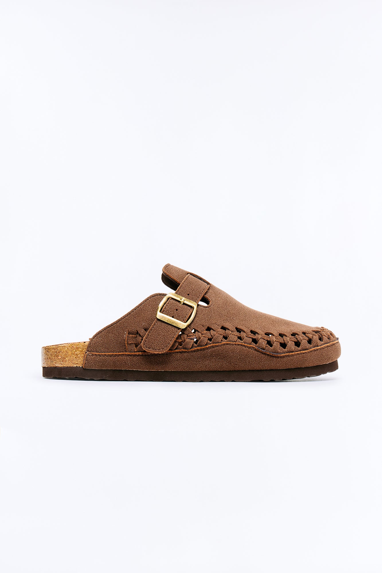 Woven Faux Suede Slip On Mule - Dark Brown image 3