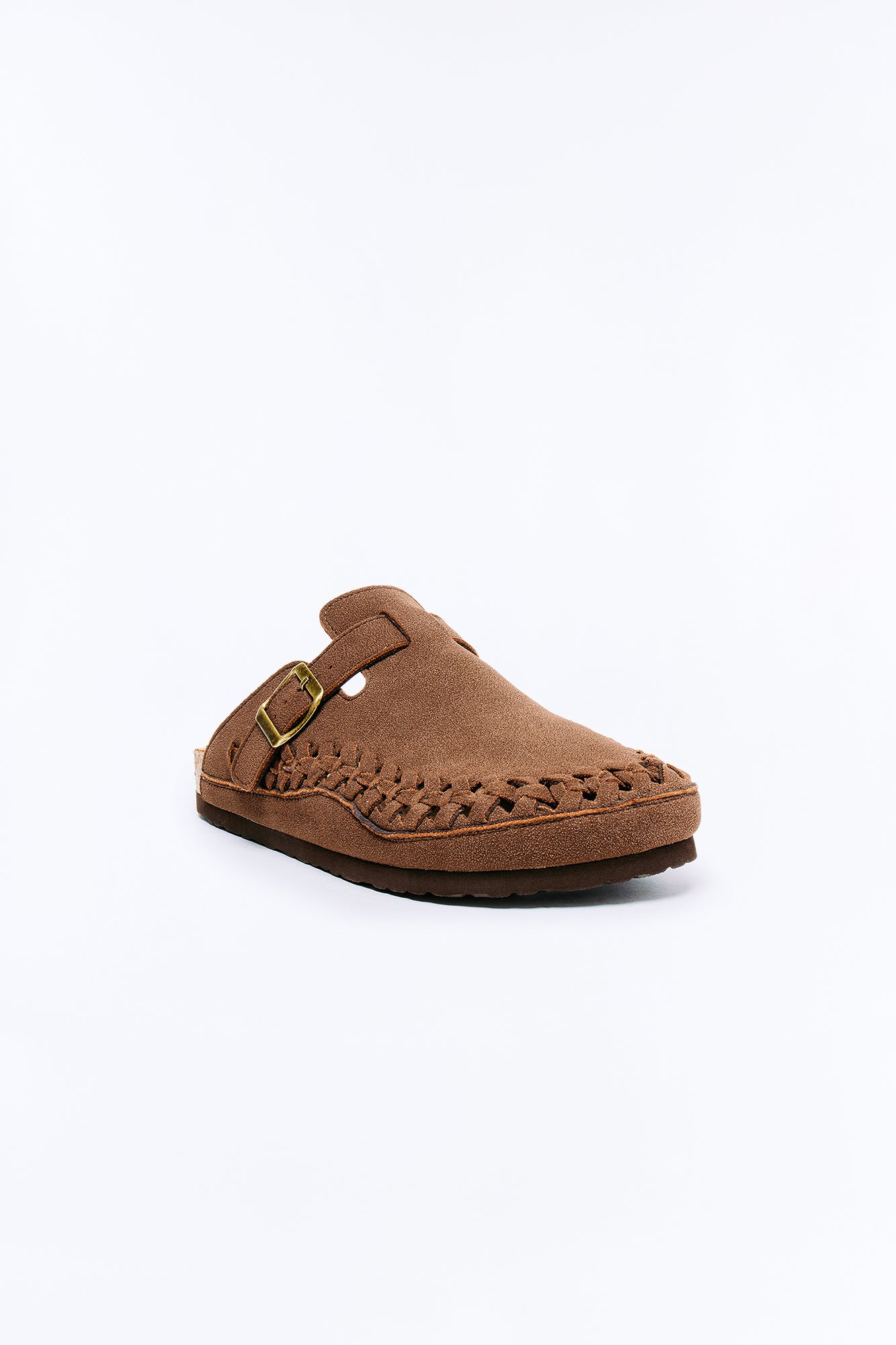 Woven Faux Suede Slip On Mule - Dark Brown image 4