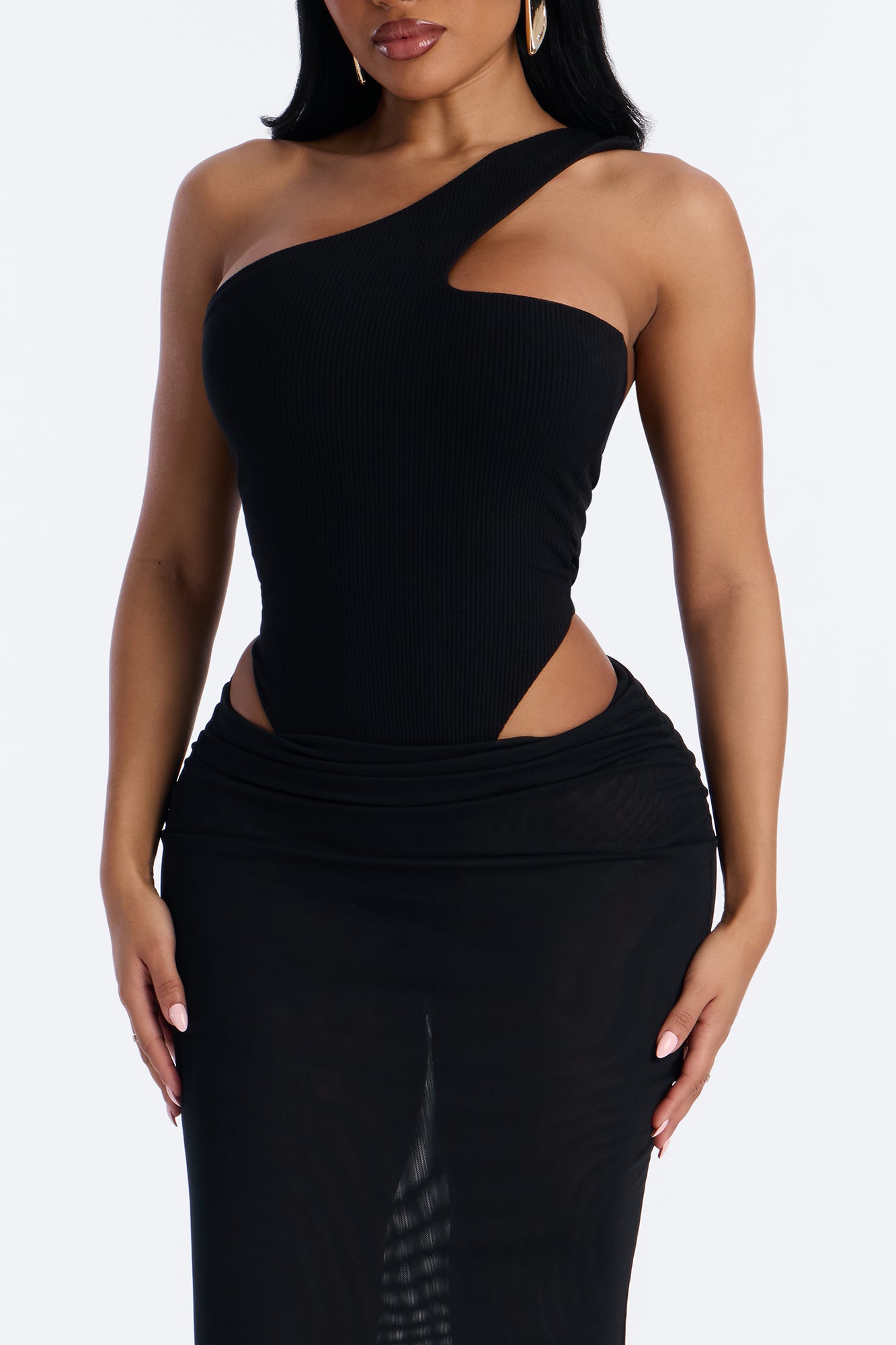 Scarlett Snatched Mesh Maxi Skirt Set - Black image 2