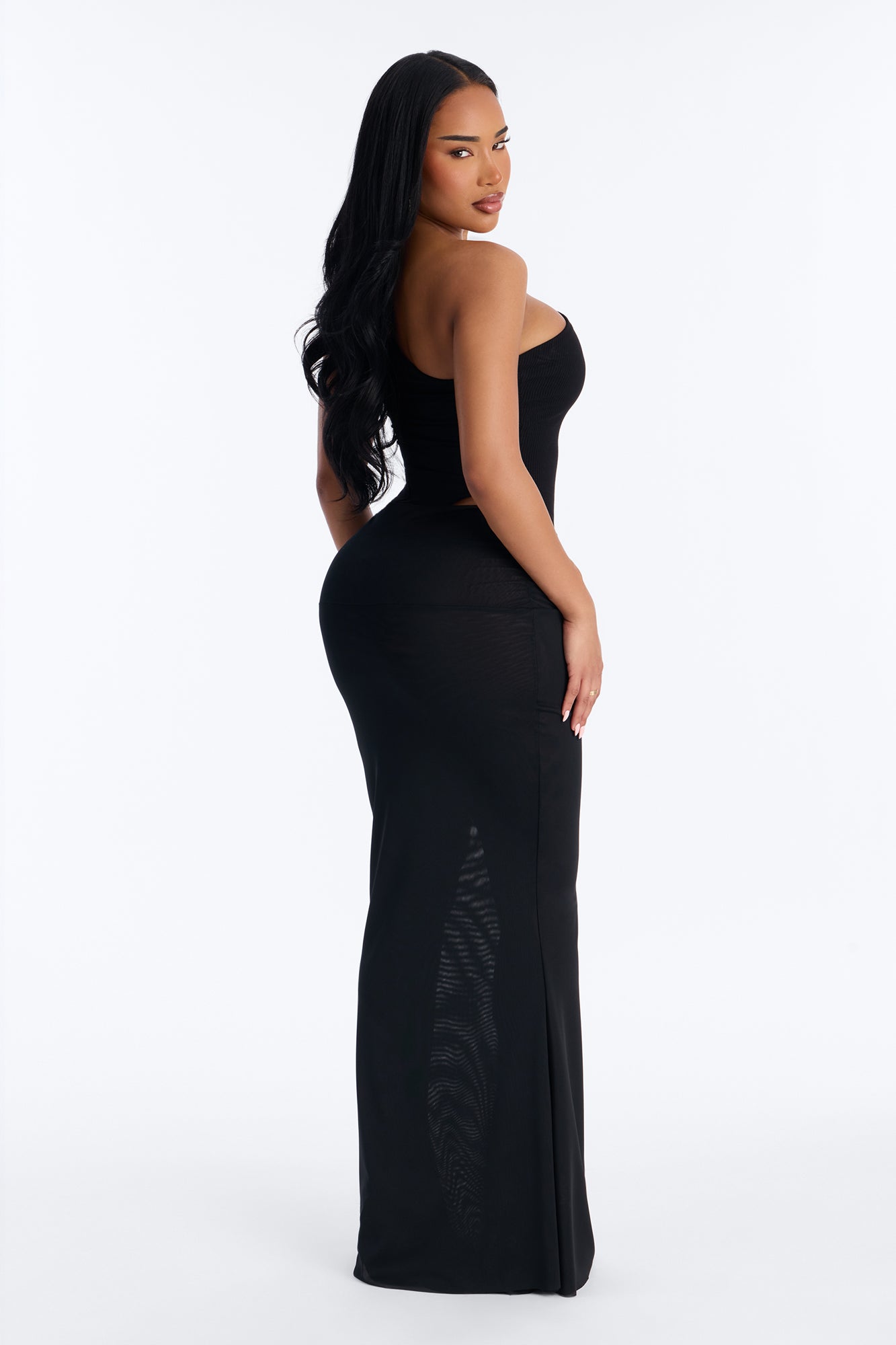 Scarlett Snatched Mesh Maxi Skirt Set - Black image 5