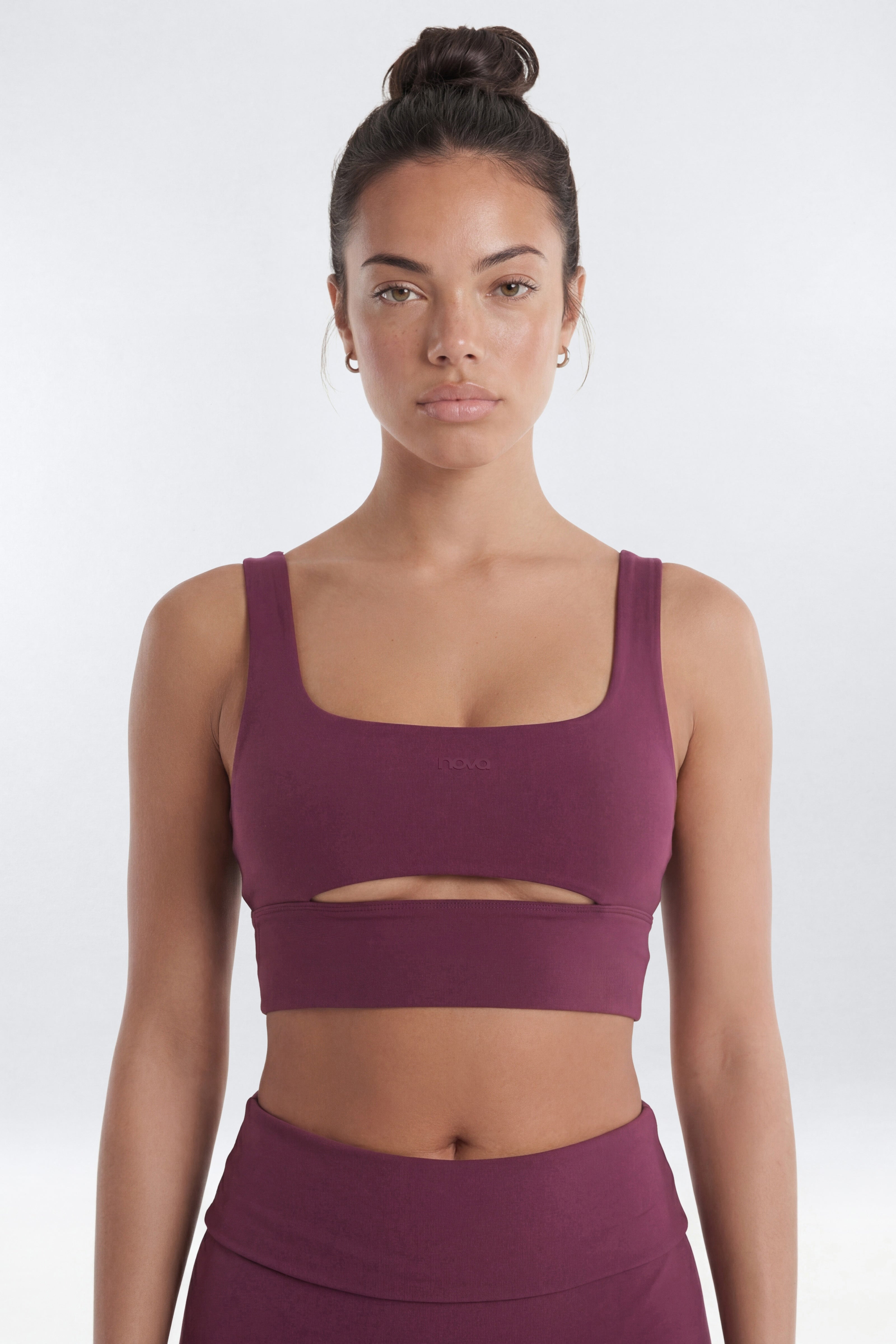 ButterSoft Cut Out Long Line Sports Bra - Merlot
