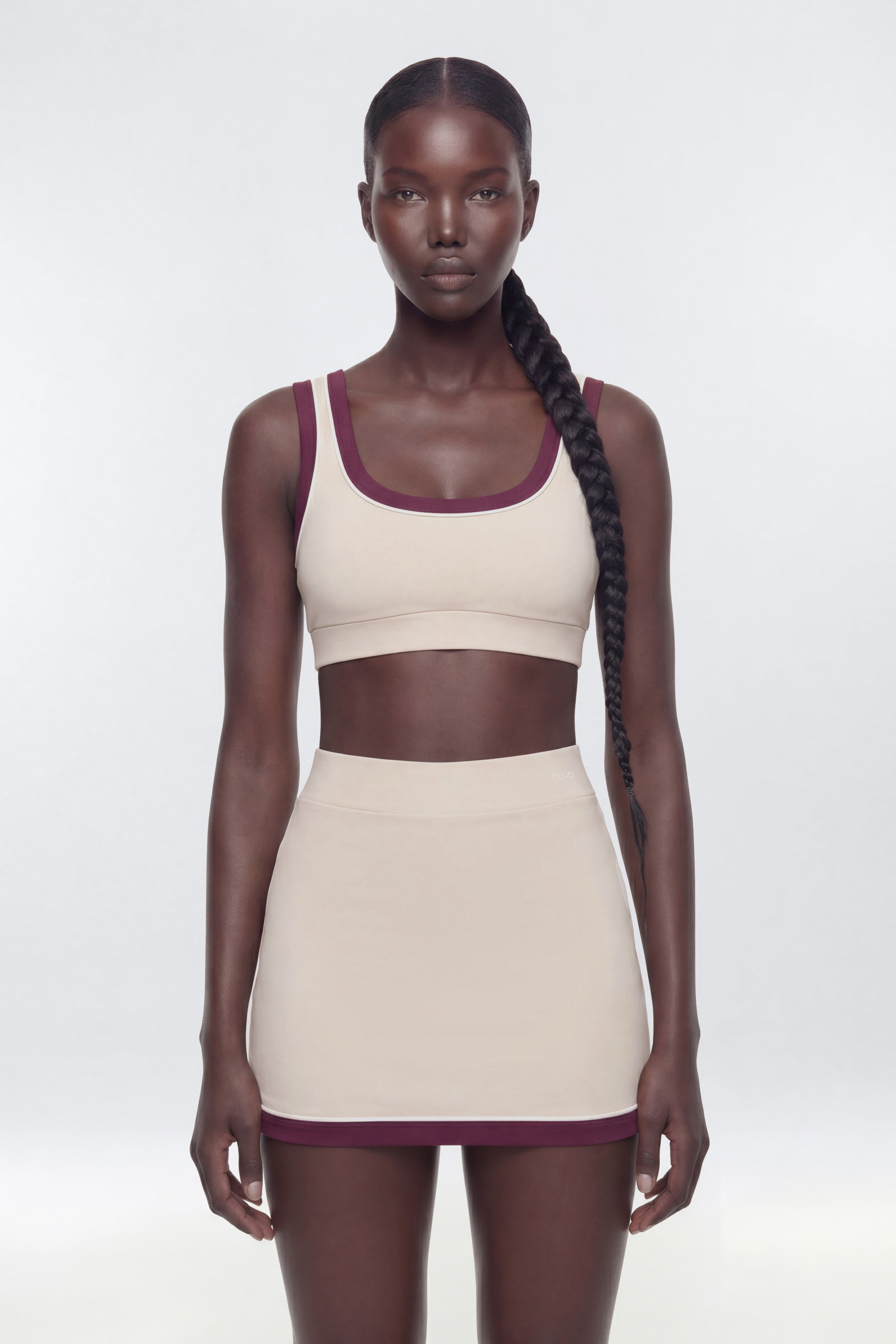 ButterSoft Contrast Scoop Neck Sports Bra - Oat Milk
