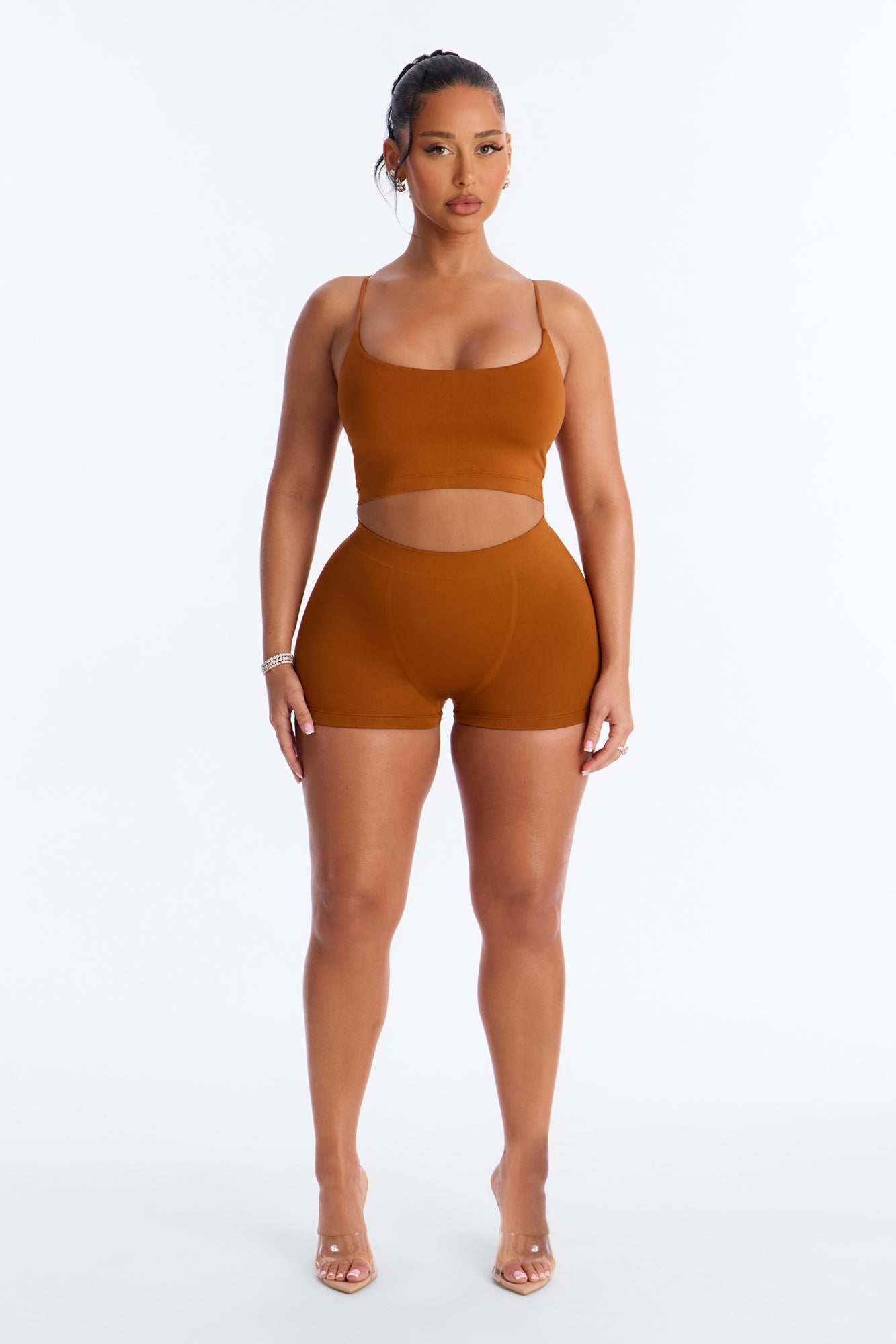 Seamless Smooth Base Layer Double Lined Cami Crop Top - Copper image 2