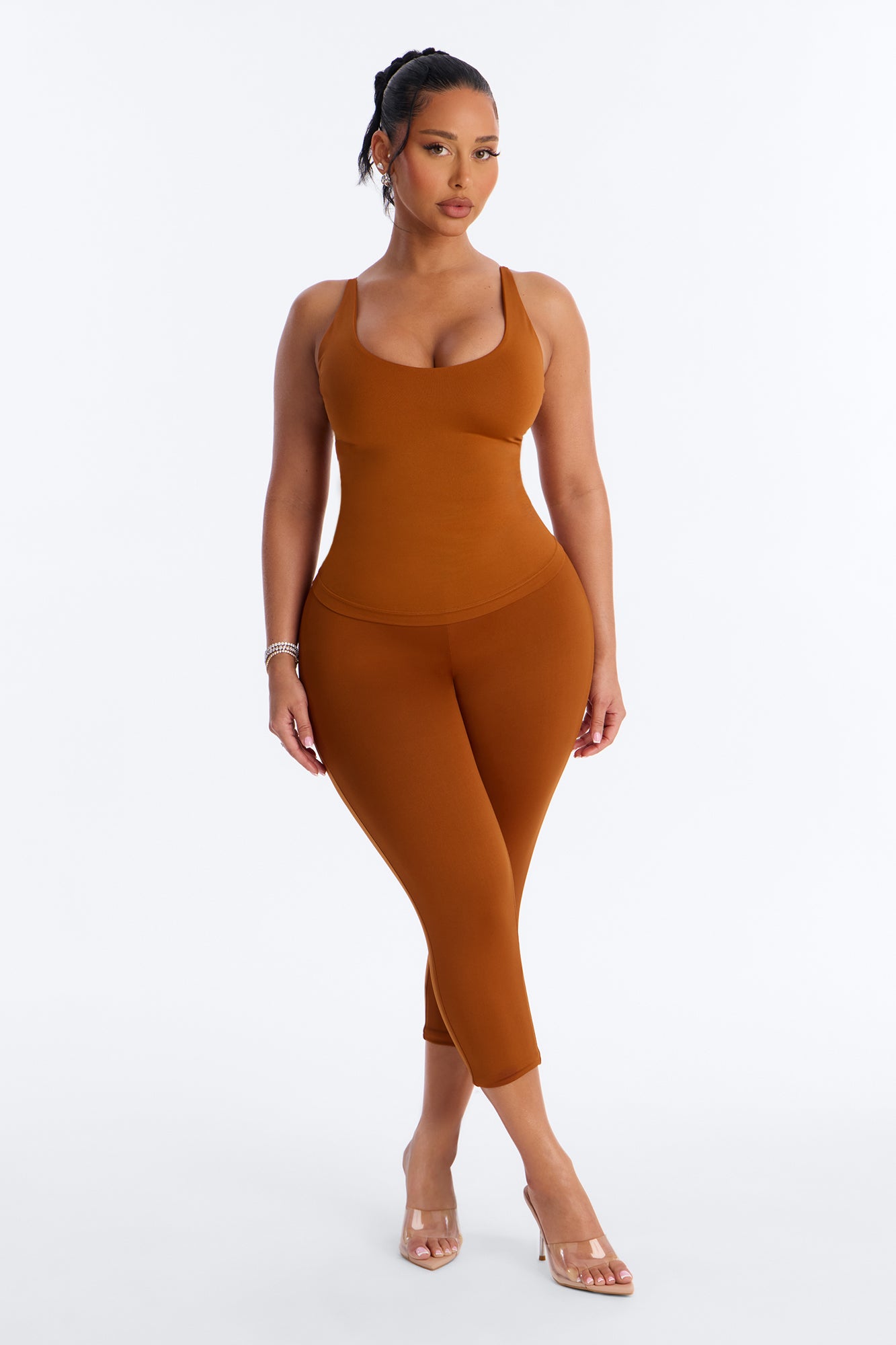 Seamless Smooth Double Lined Scoop Neck Cami Top - Copper image 2