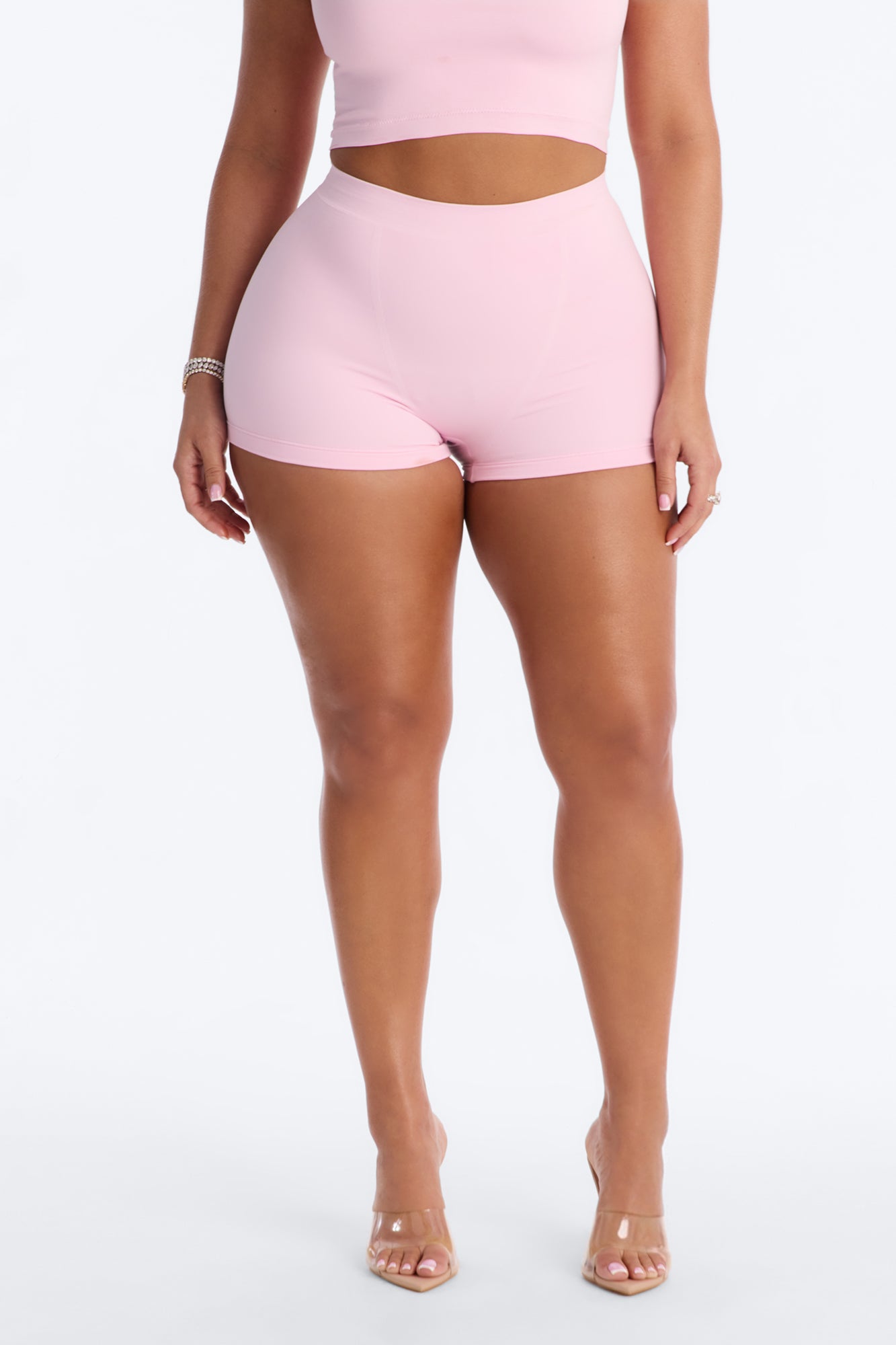 Seamless Smooth Double Lined Micro Hot Short - Light Pink image 3