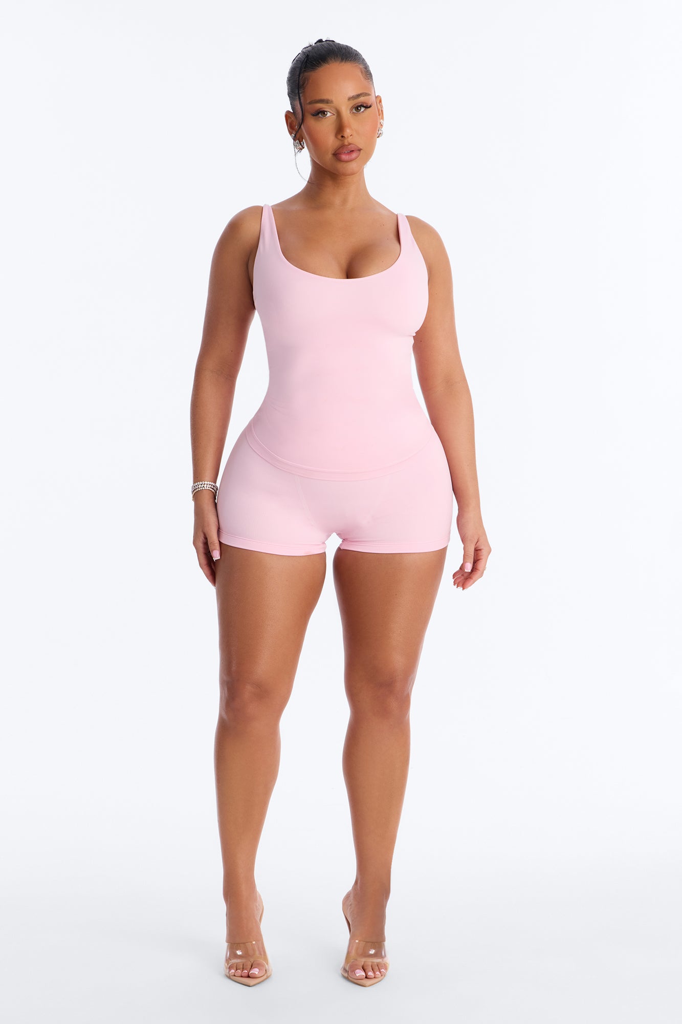 Seamless Smooth Double Lined Scoop Neck Cami Top - Light Pink image 2