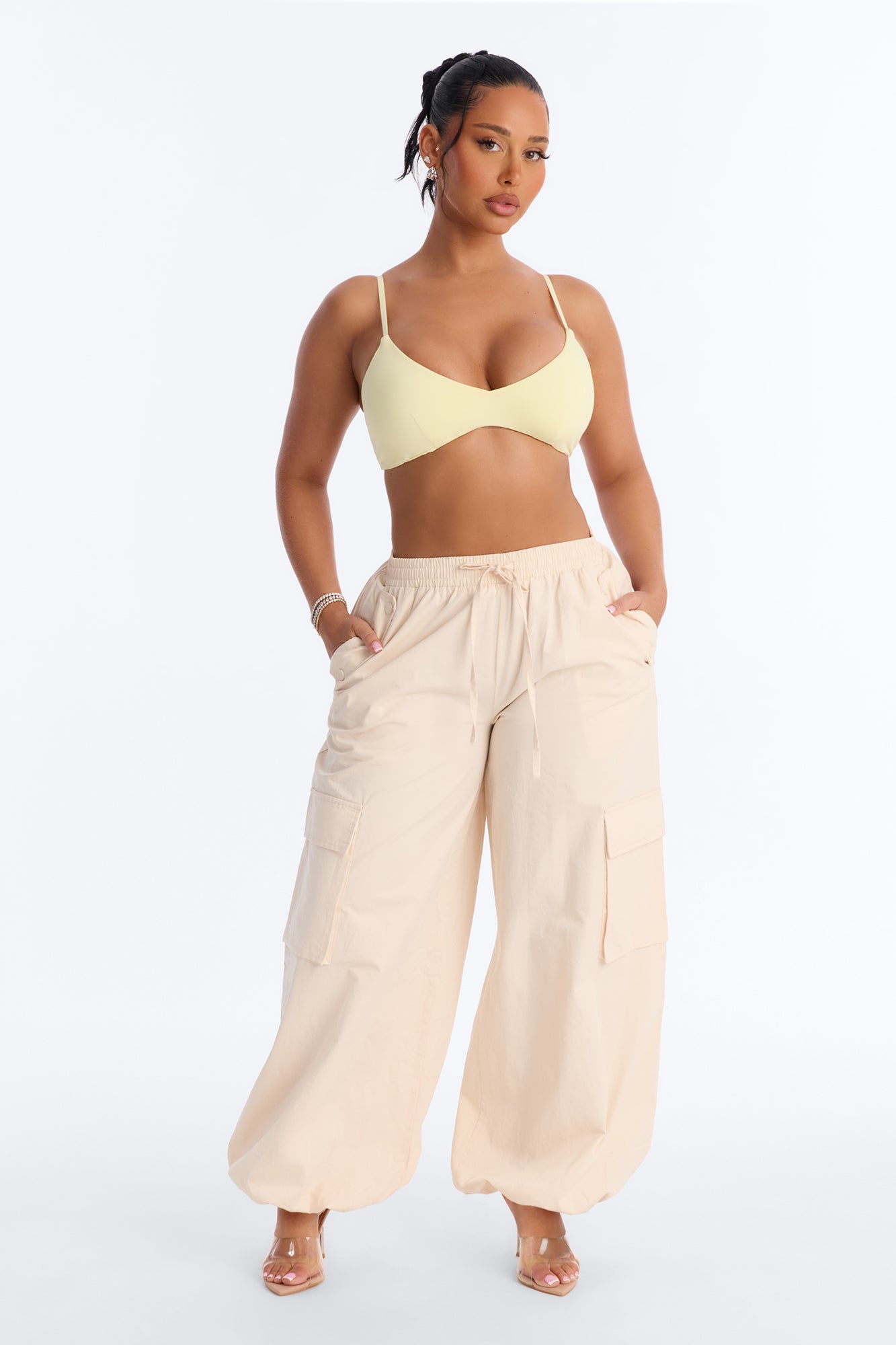 Second Skin Scoop Neck Spaghetti Strap Bra Top - Yellow image 2
