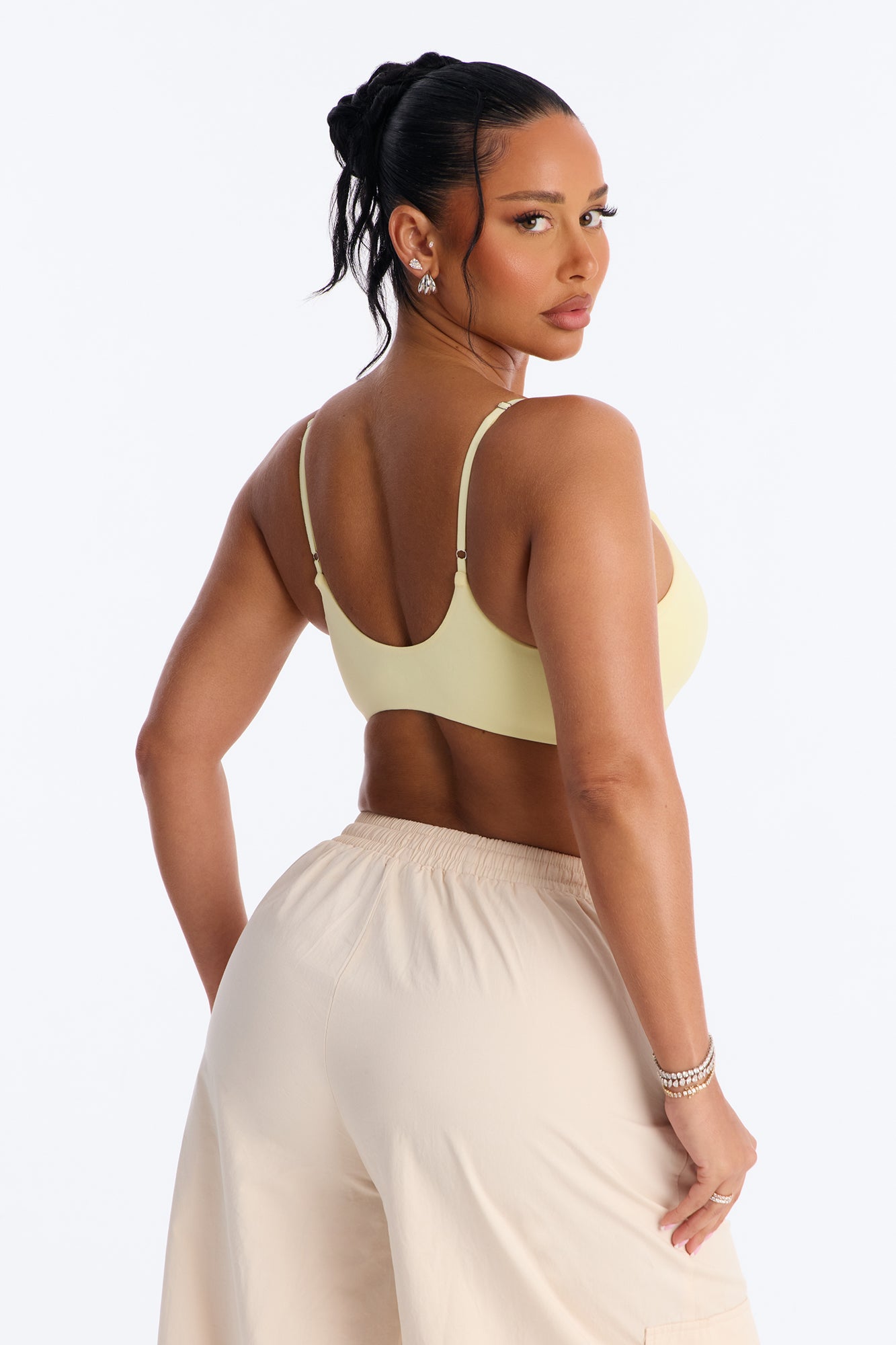 Second Skin Scoop Neck Spaghetti Strap Bra Top - Yellow image 4