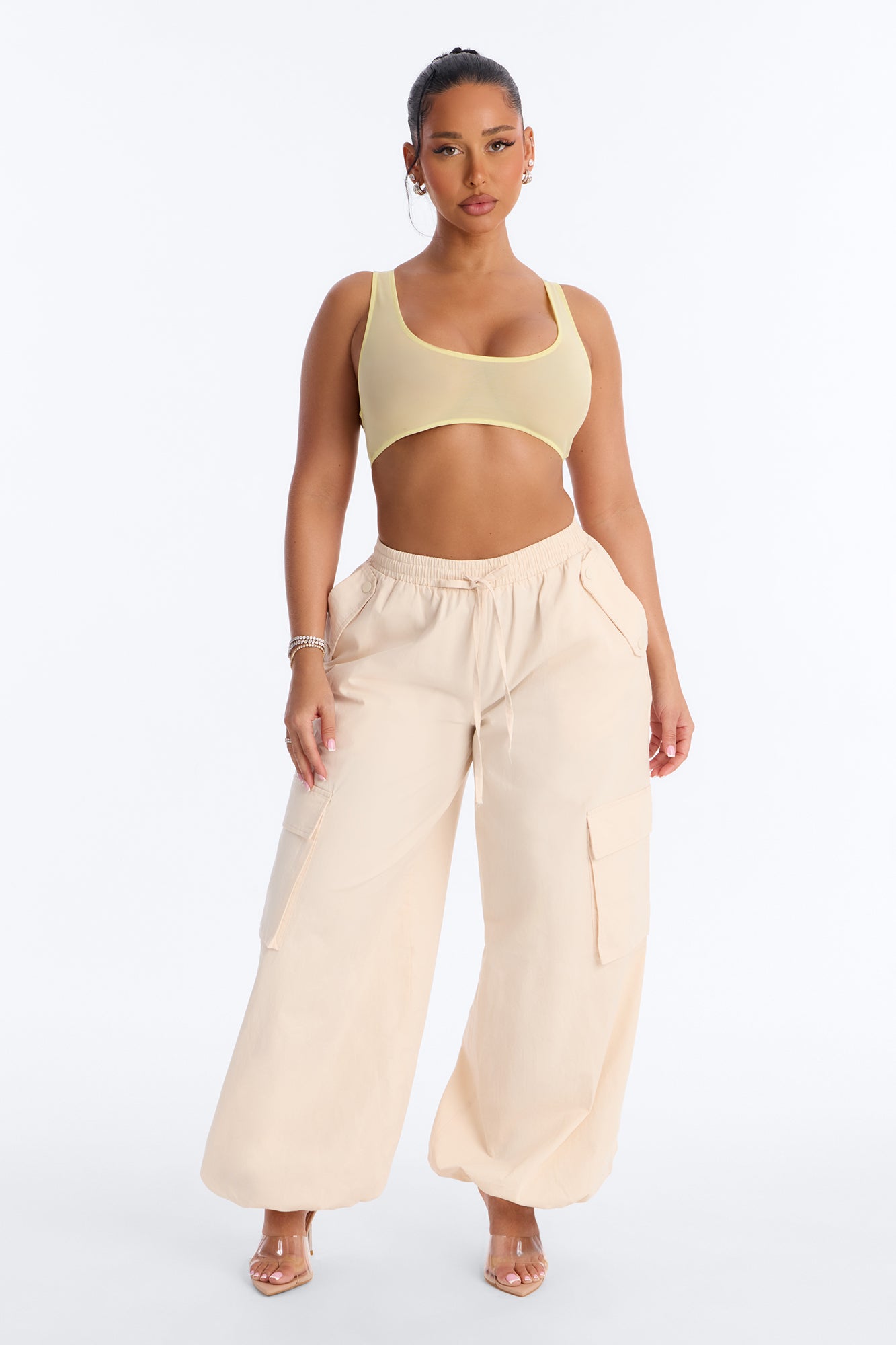Power Mesh Racerback Bra Top - Yellow image 2