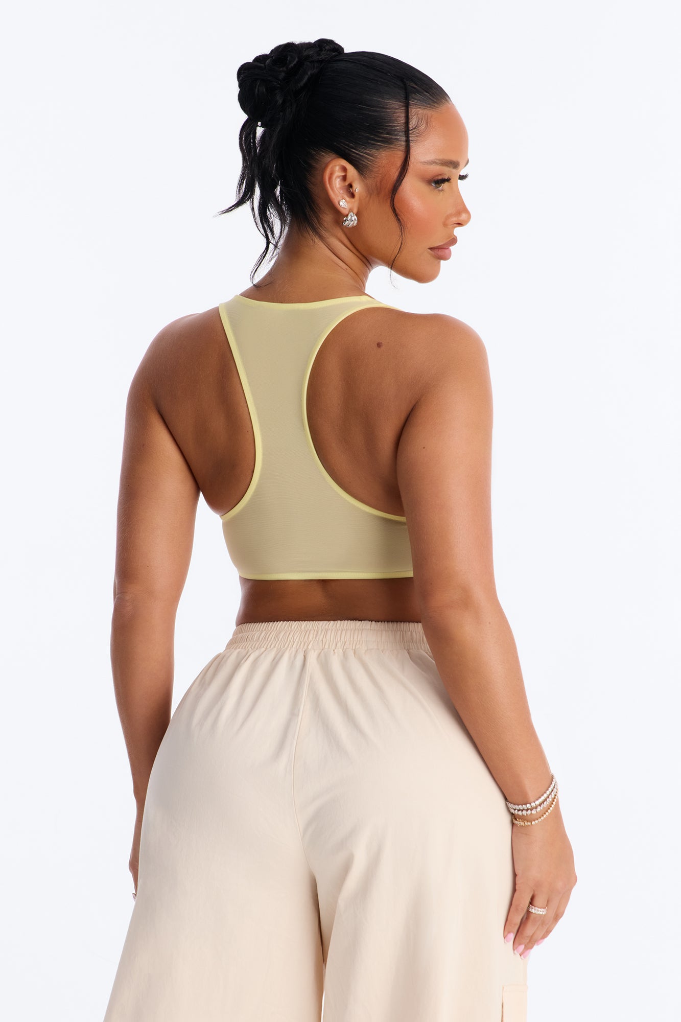 Power Mesh Racerback Bra Top - Yellow image 4