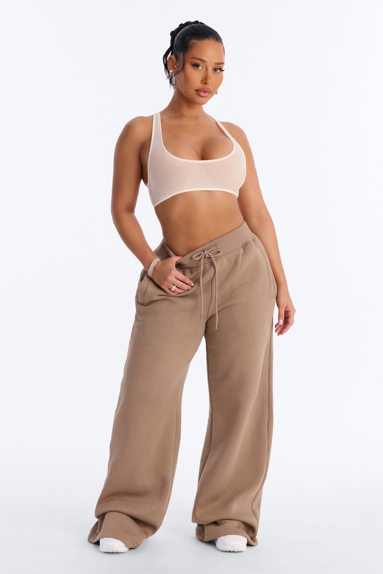 Power Mesh Racerback Bra Top - Bone image 2