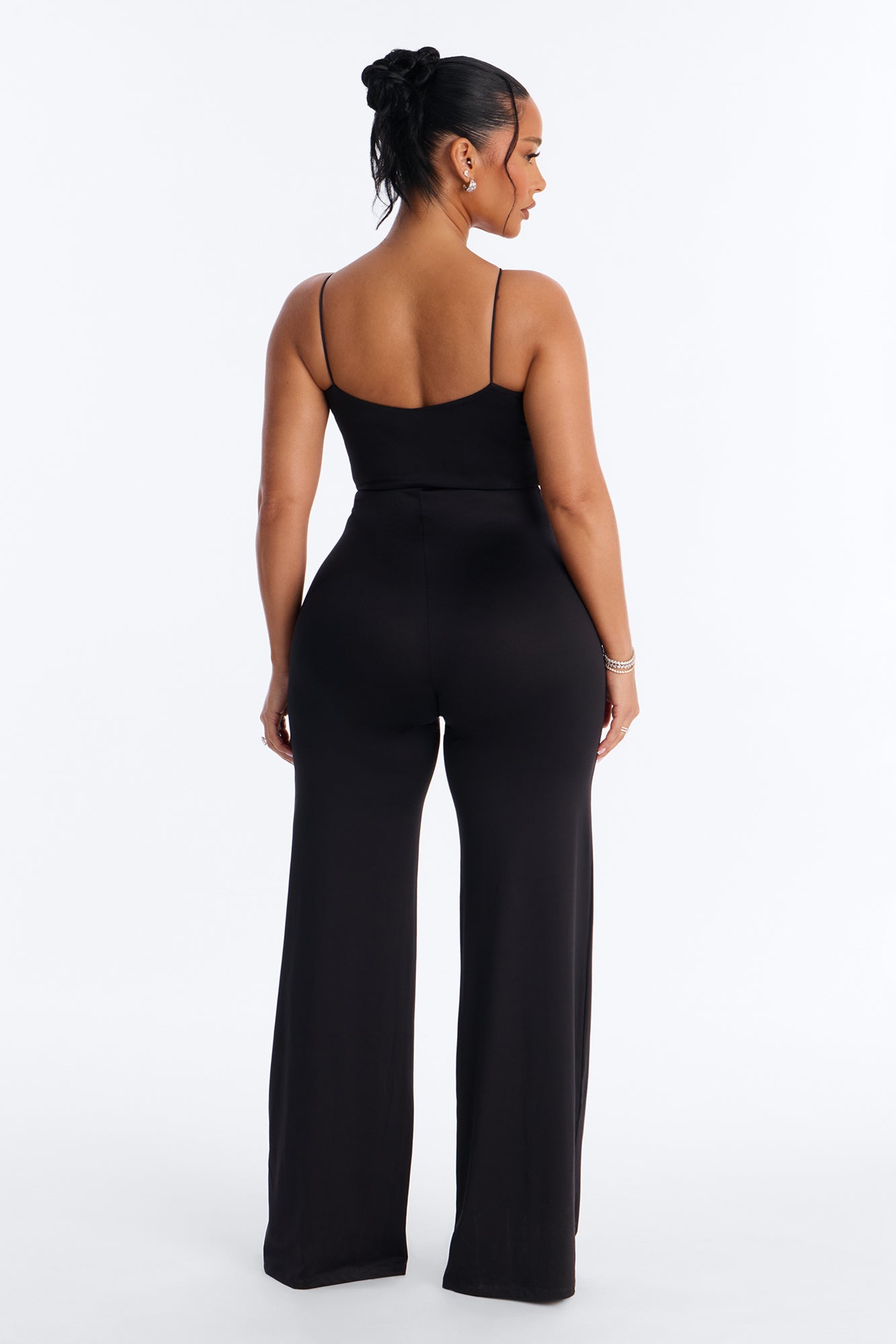 Contour Double Lined Spaghetti Strap Scoop Neck Jumpsuit - Black image 4