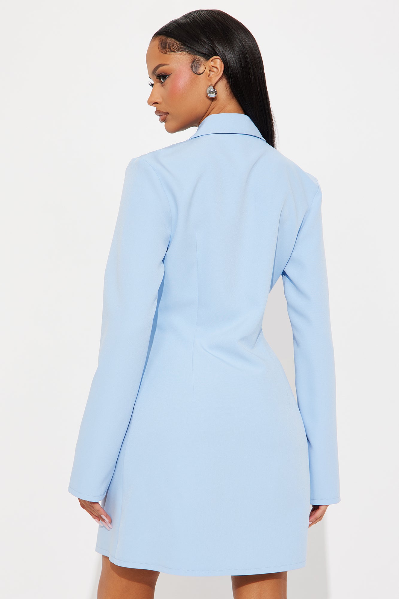 Pay Attention Blazer Mini Dress - Light Blue image 3