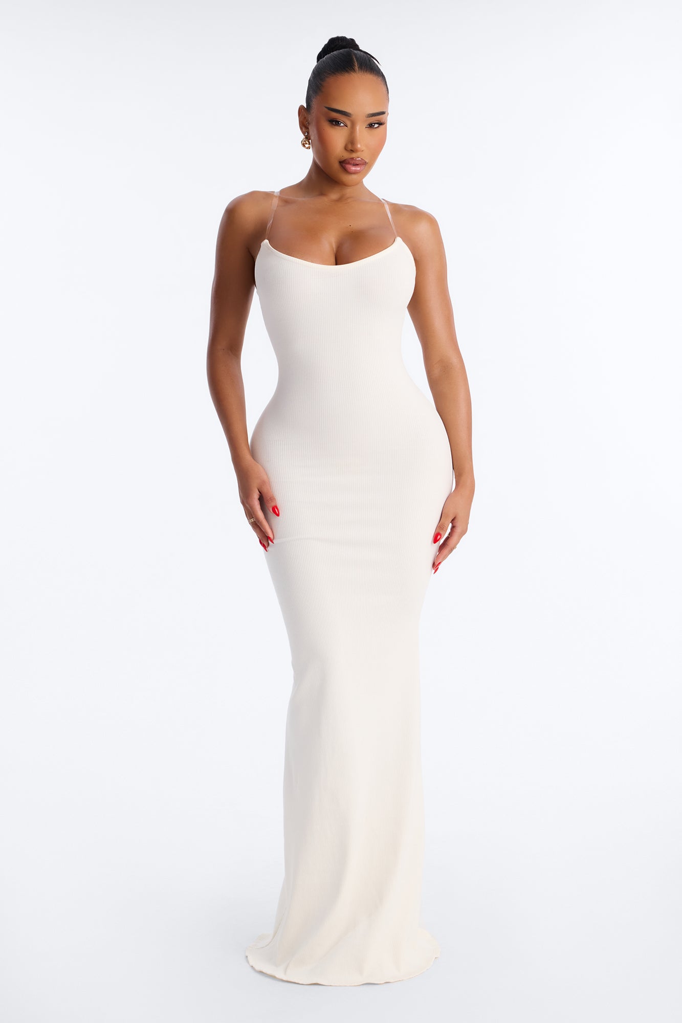 Scarlett Snatched Clear Strap Maxi Dress - Off White