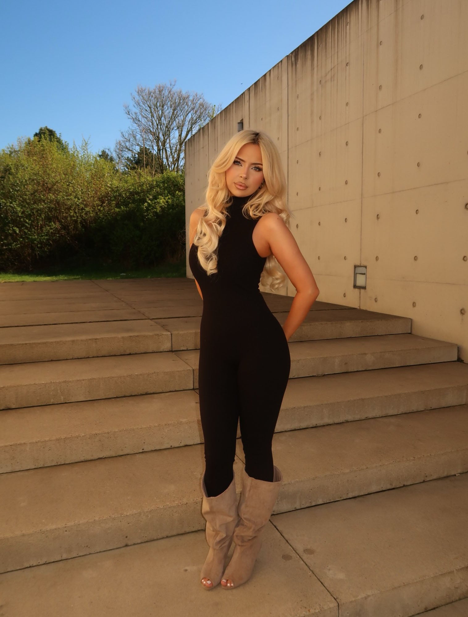 Lindsey Snatched High Neck Jumpsuit - Black image 5