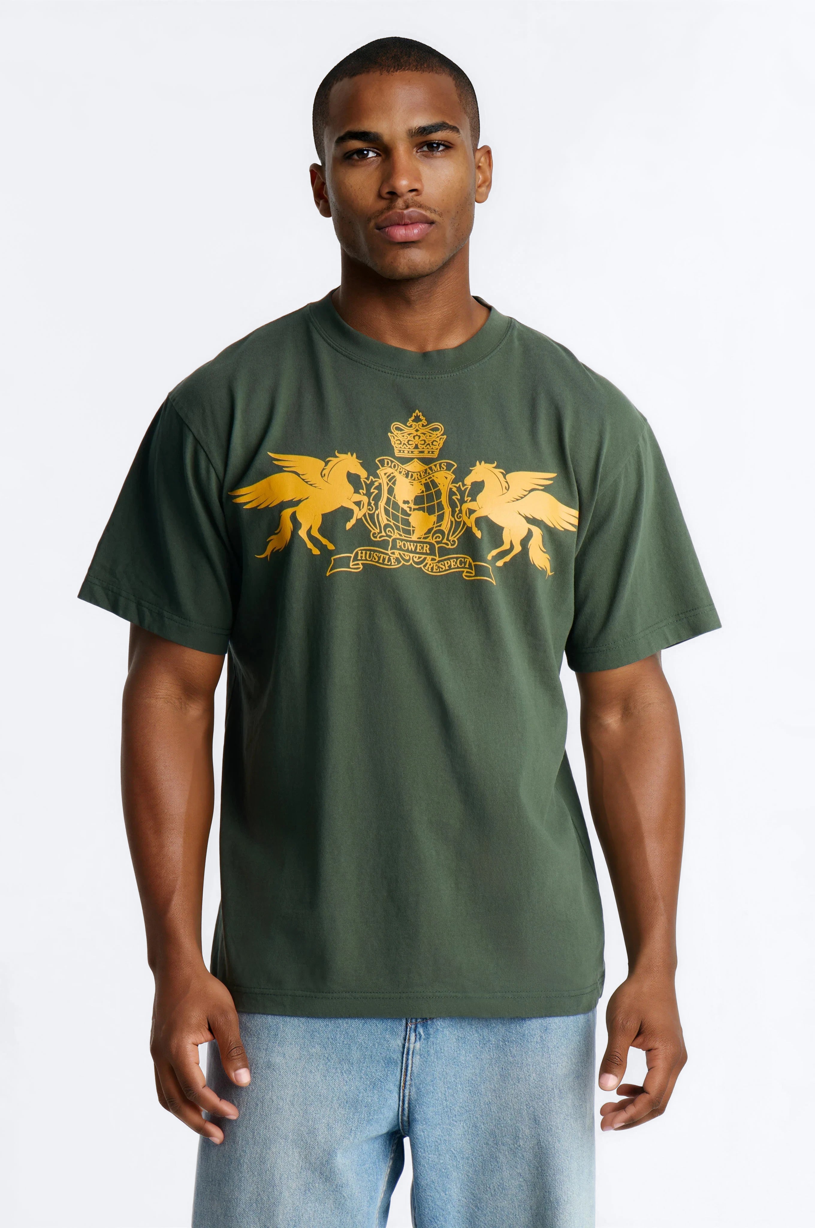 Dope Dream Emblem Oversized Heavy Weight Short Sleeve Tee - Hunter Green