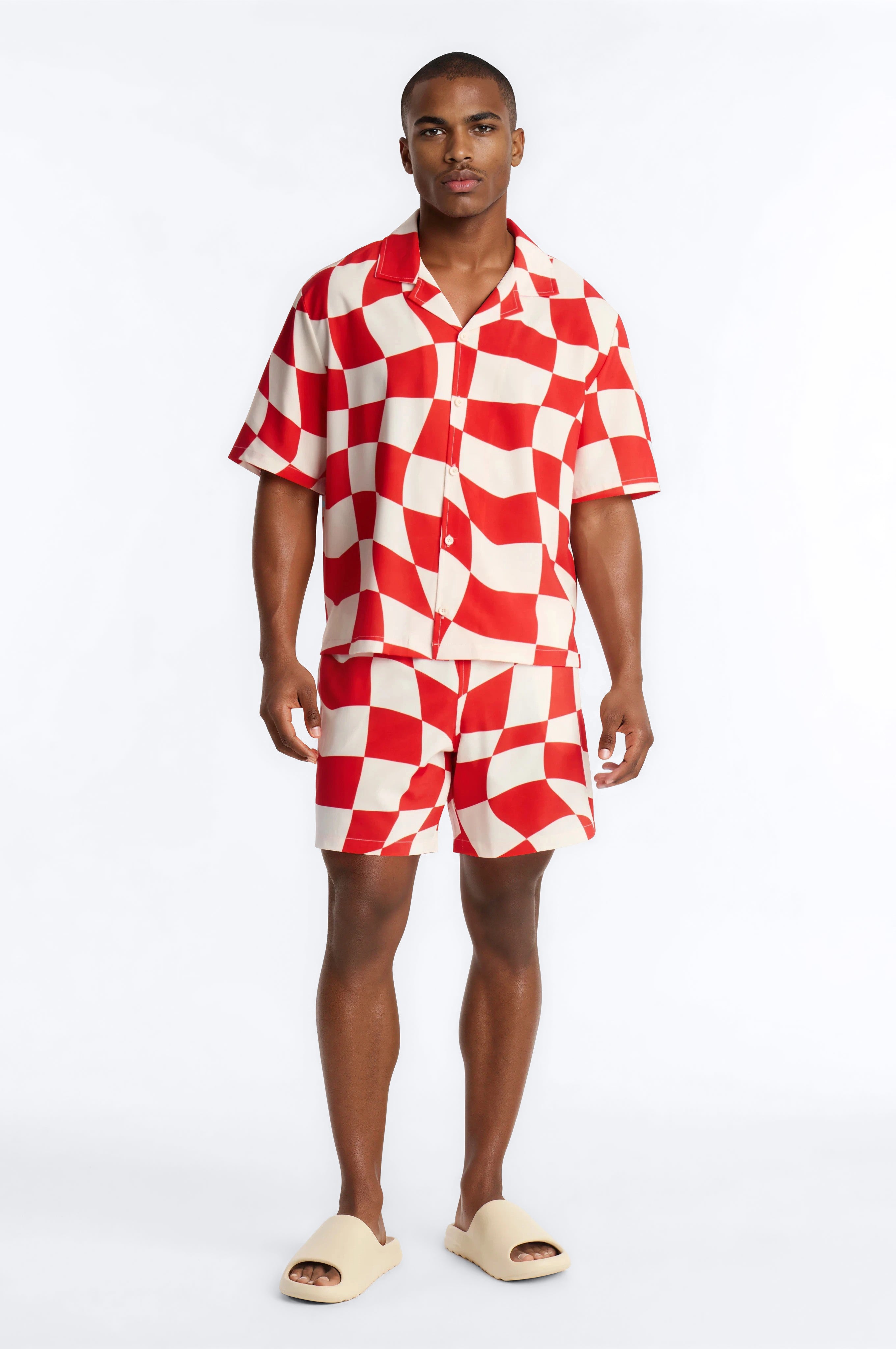Apex Sector Checkered Swim Trunk 7″ - Red