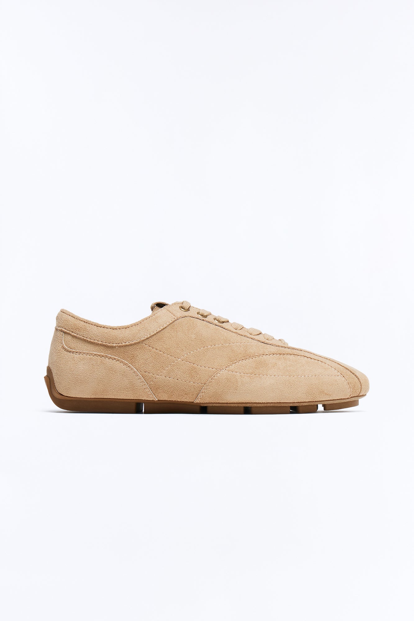 Retro Faux Suede Slim Lace Up Sneaker - Taupe image 3