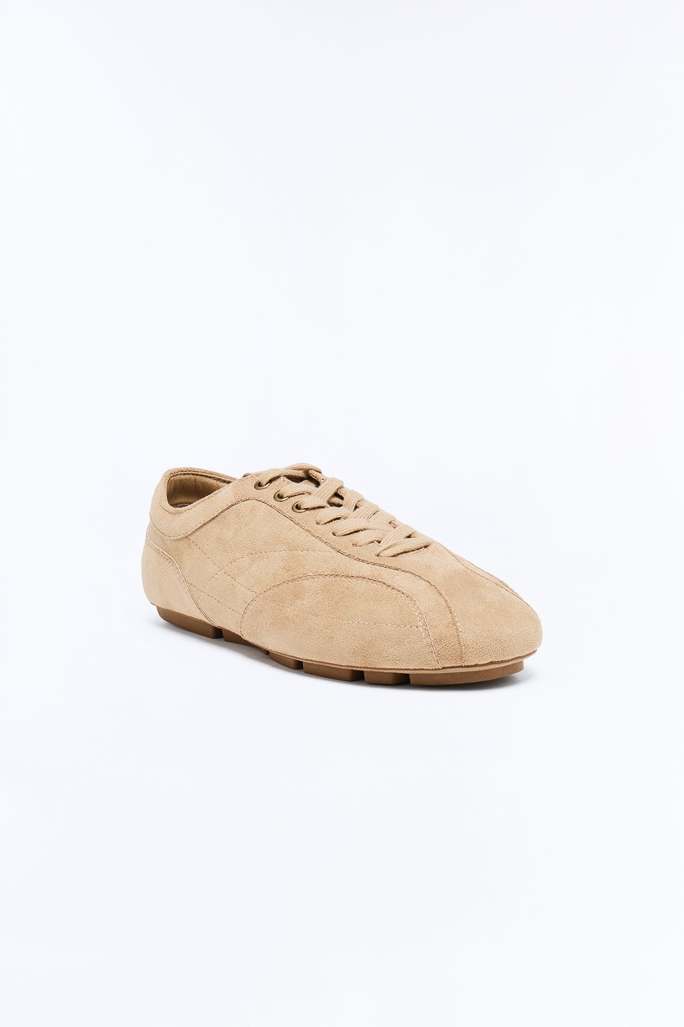 Retro Faux Suede Slim Lace Up Sneaker - Taupe image 4