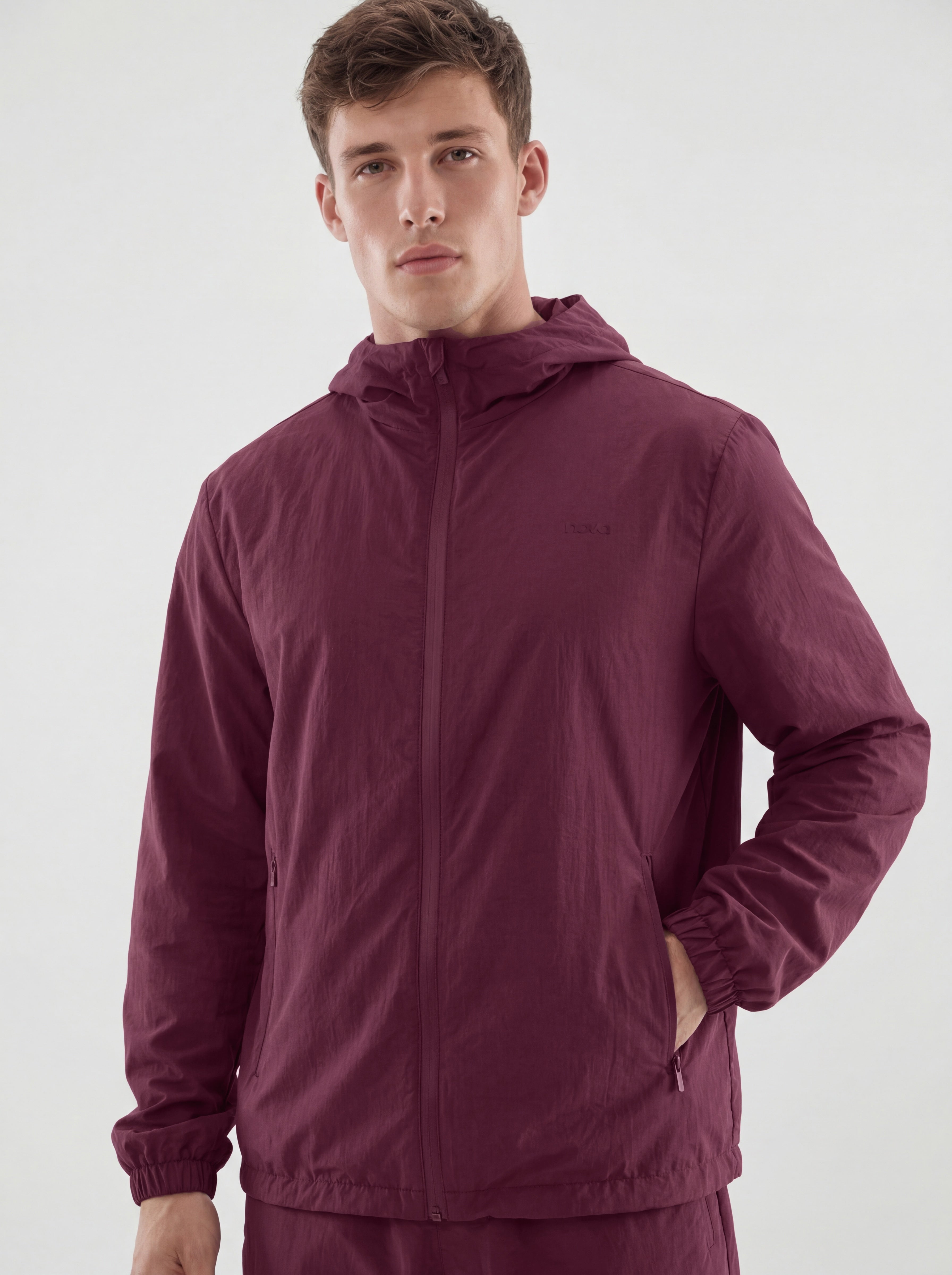 CoreNylon Hooded Full Zip Jacket - Merlot