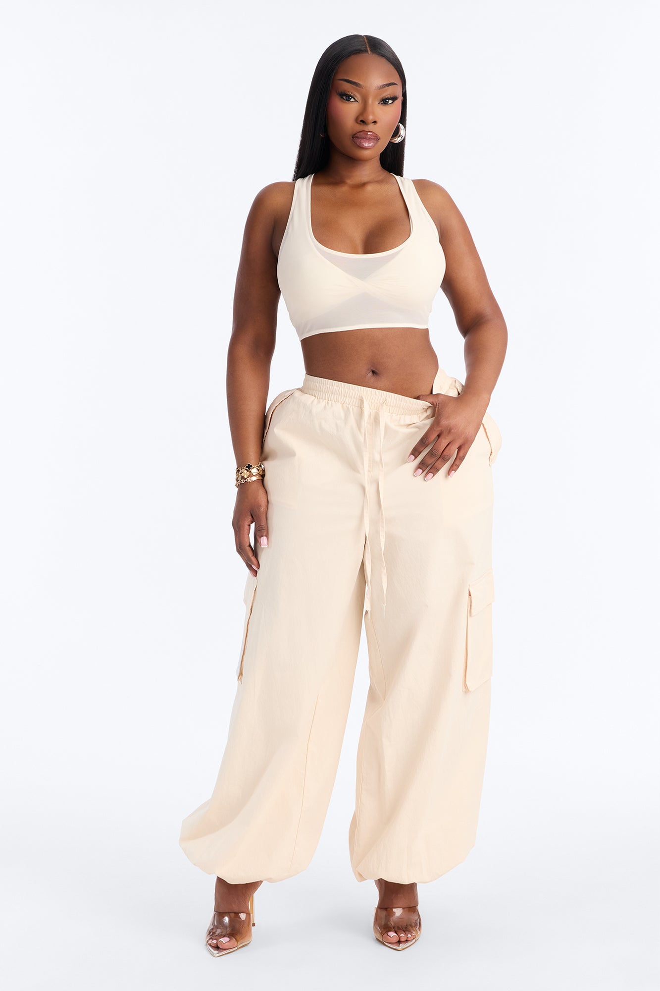 Power Mesh Racerback Bra Top - Bone image 6