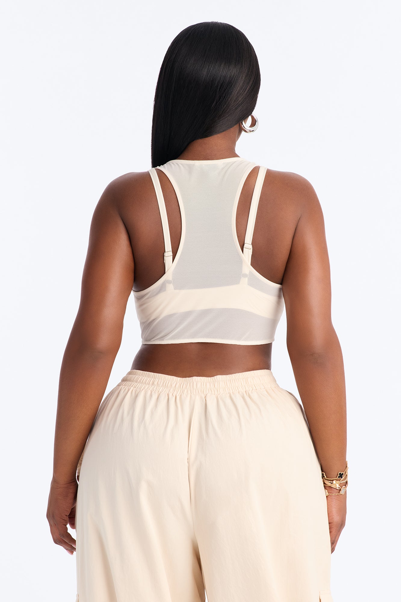 Power Mesh Racerback Bra Top - Bone image 8