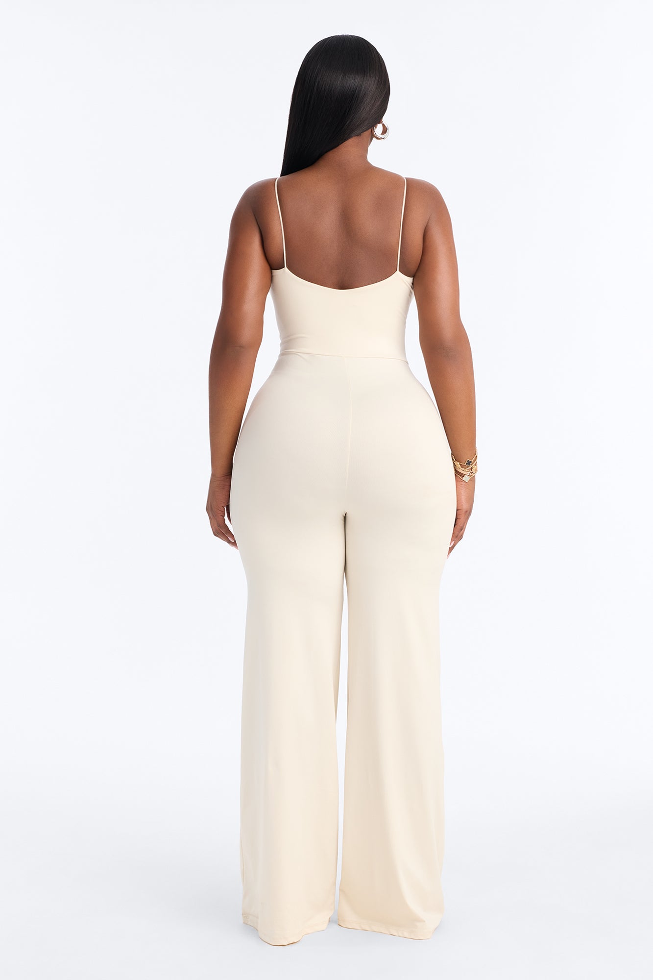 Contour Double Lined Spaghetti Strap Scoop Neck Jumpsuit - Bone image 8