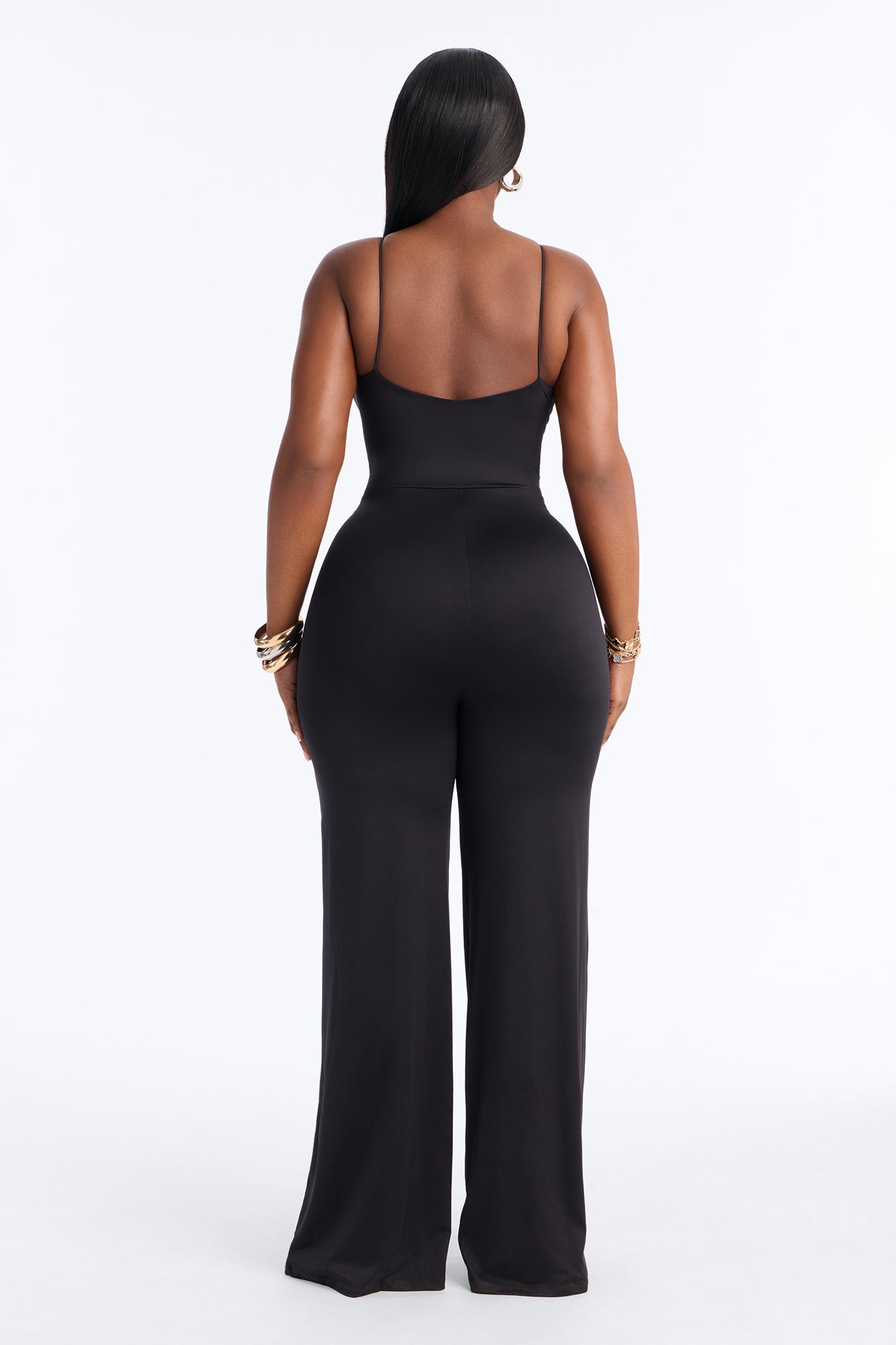 Contour Double Lined Spaghetti Strap Scoop Neck Jumpsuit - Black image 8