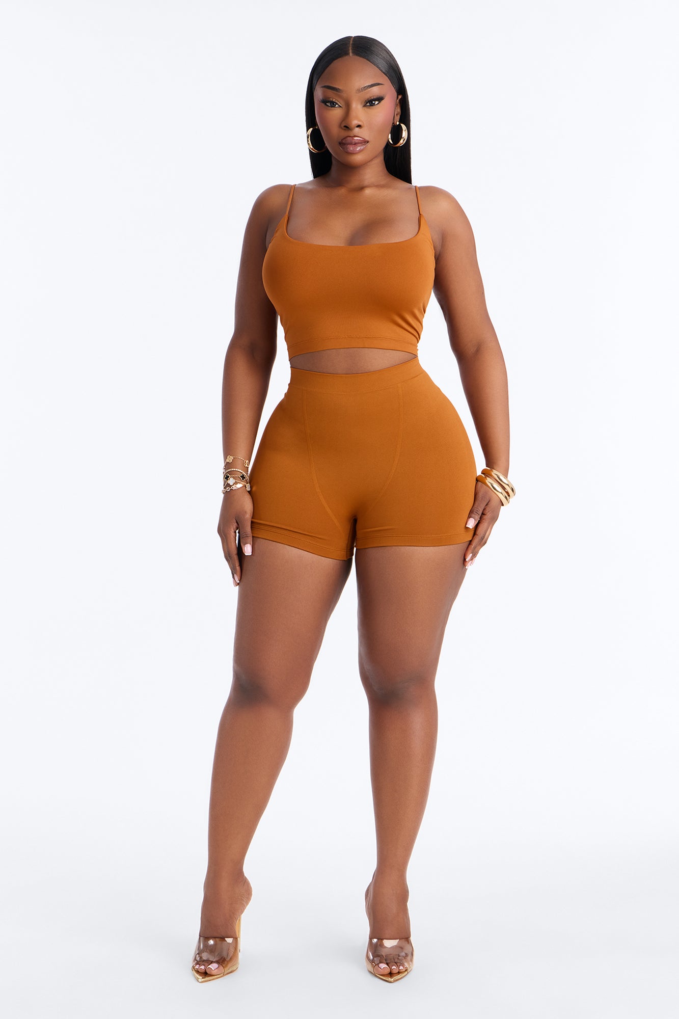 Seamless Smooth Base Layer Double Lined Cami Crop Top - Copper image 6