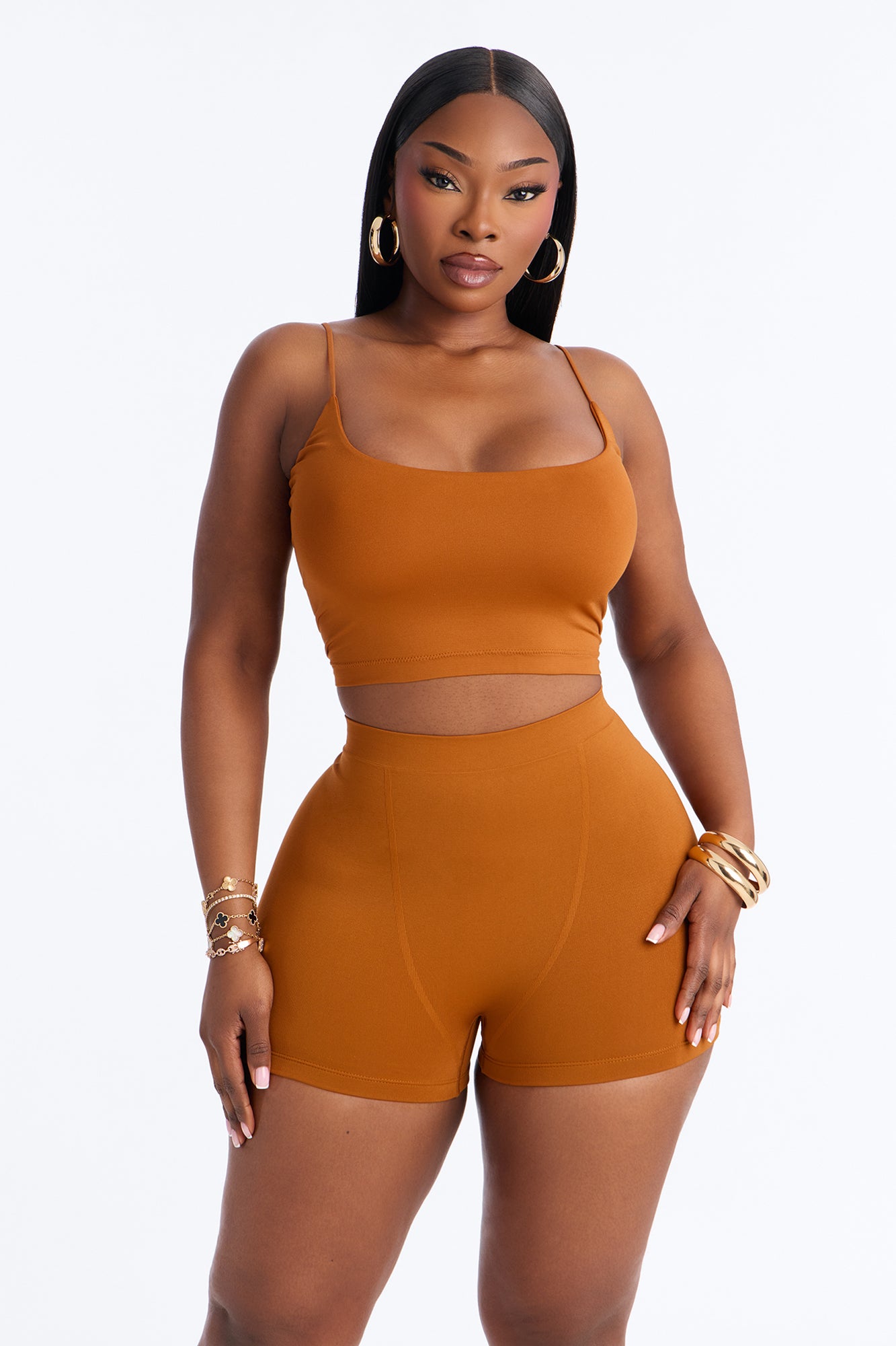 Seamless Smooth Base Layer Double Lined Cami Crop Top - Copper image 5