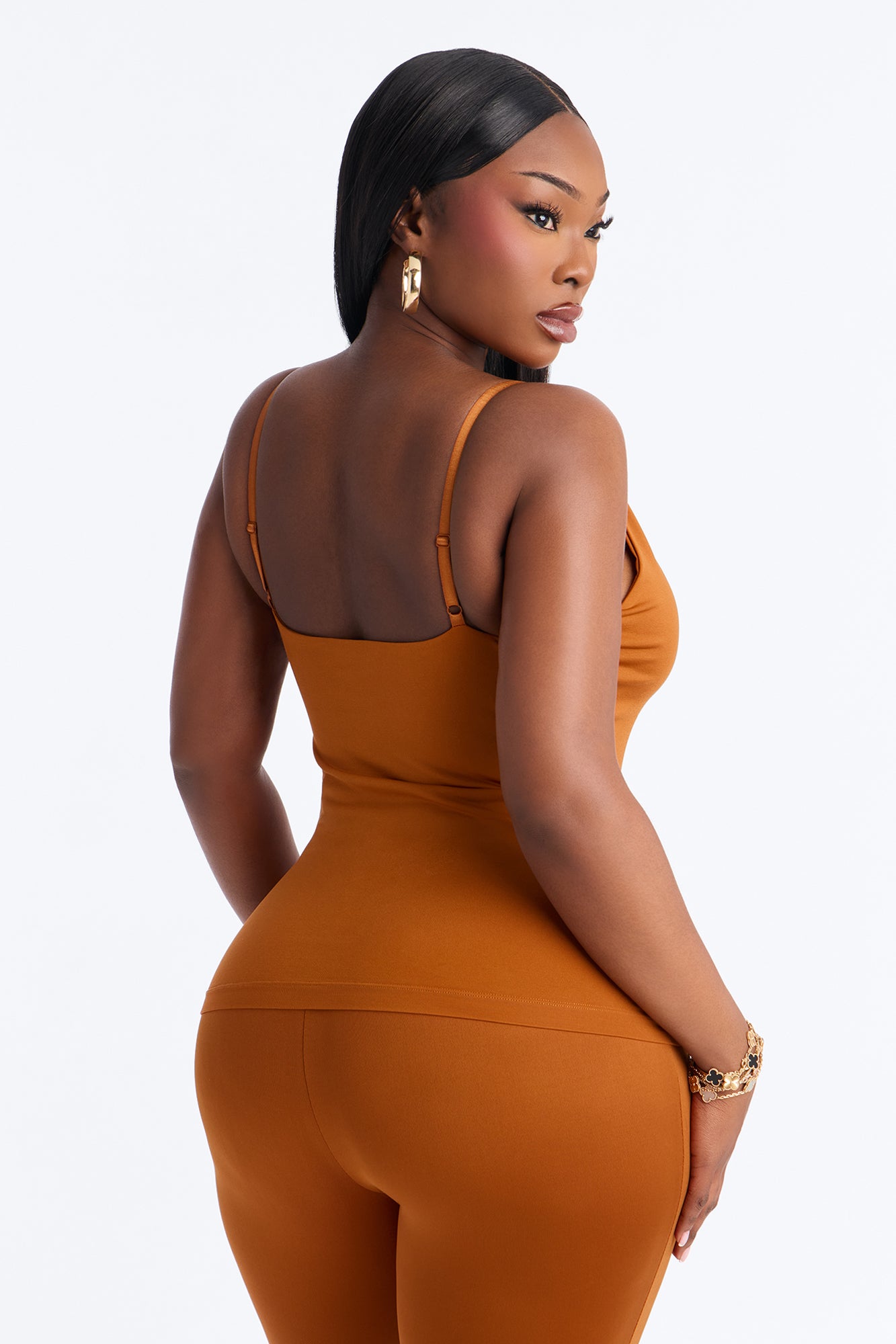 Seamless Smooth Double Lined Scoop Neck Cami Top - Copper image 8