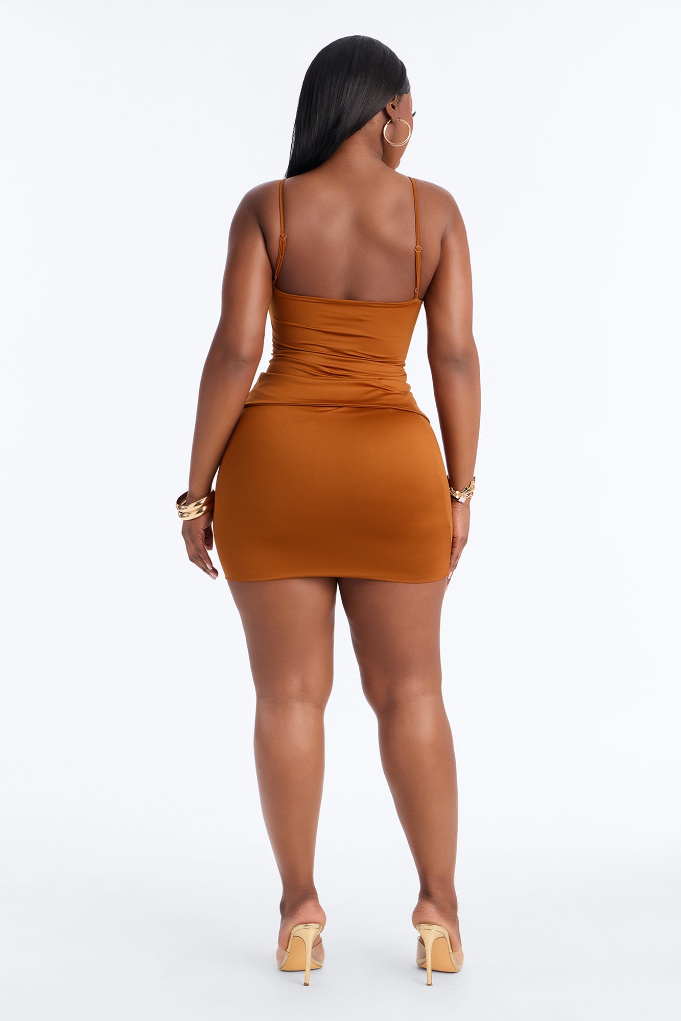 Contour Double Lined Mini Skirt - Copper image 7